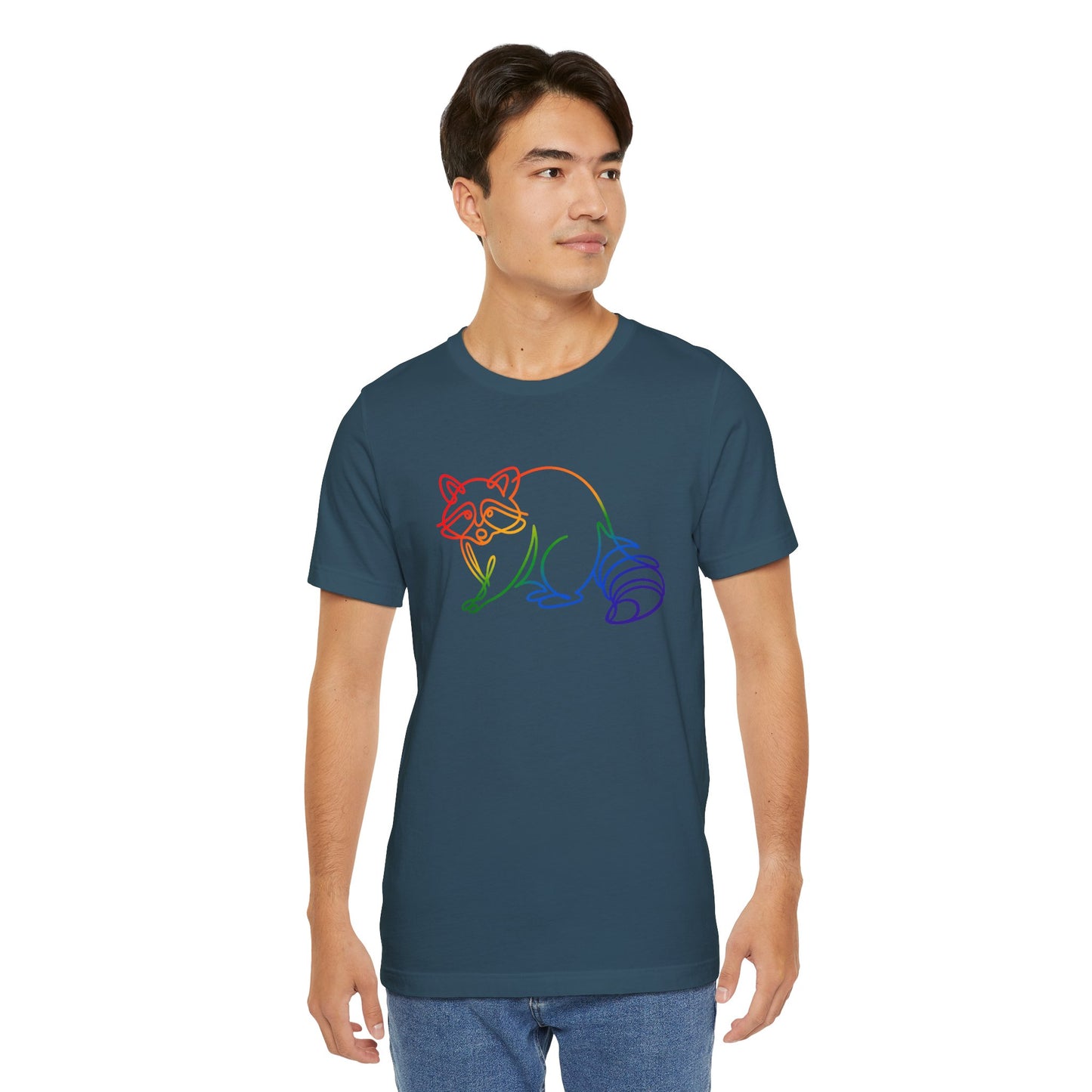 Raccoon Tee — Minimal Line Raccoon Scenic Graphic T-Shirt