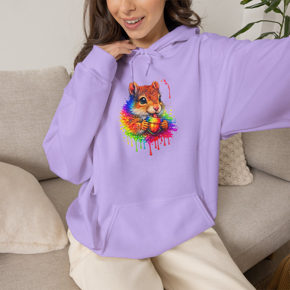 Watercolor Squirrel Hooded Sweatshirt