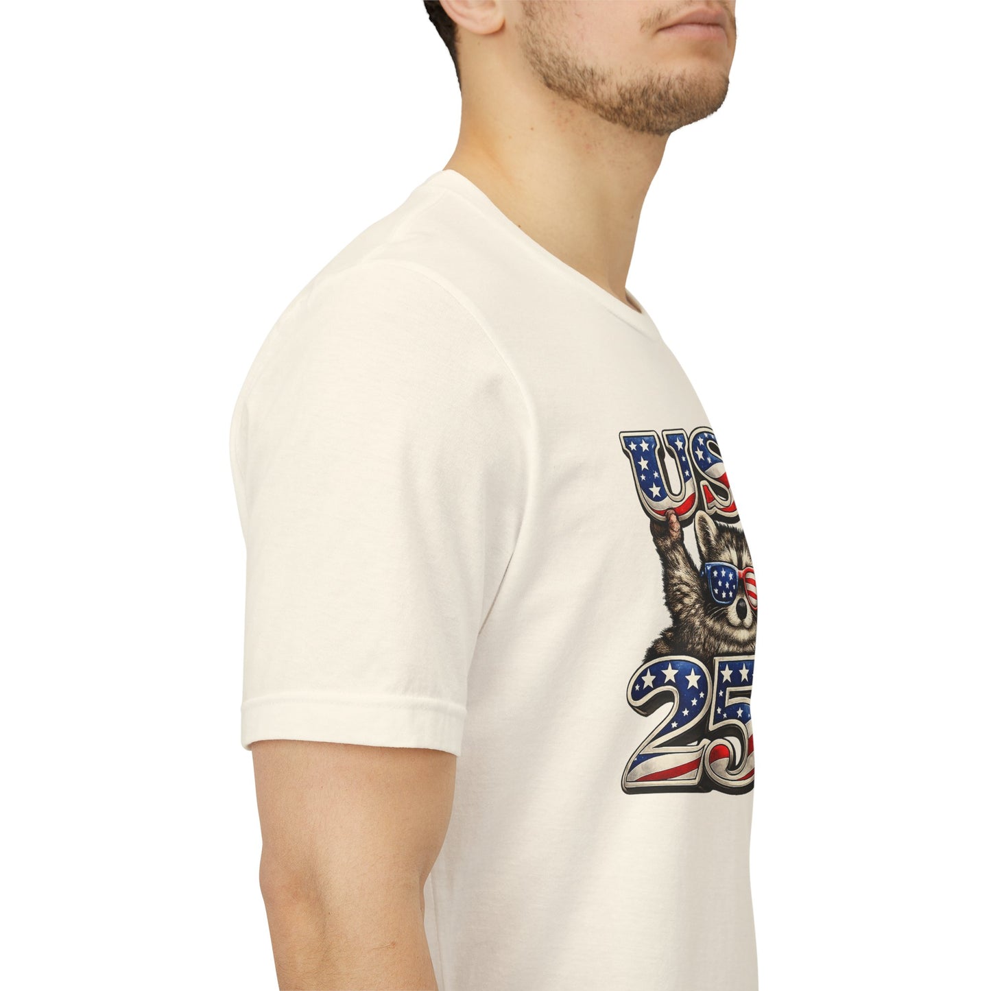 Patriot Raccoon 250th Anniversary T-Shirt — 4th of July Fireworks Flag Tee