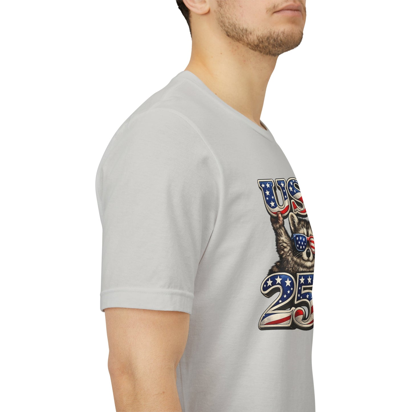 Patriot Raccoon 250th Anniversary T-Shirt — 4th of July Fireworks Flag Tee