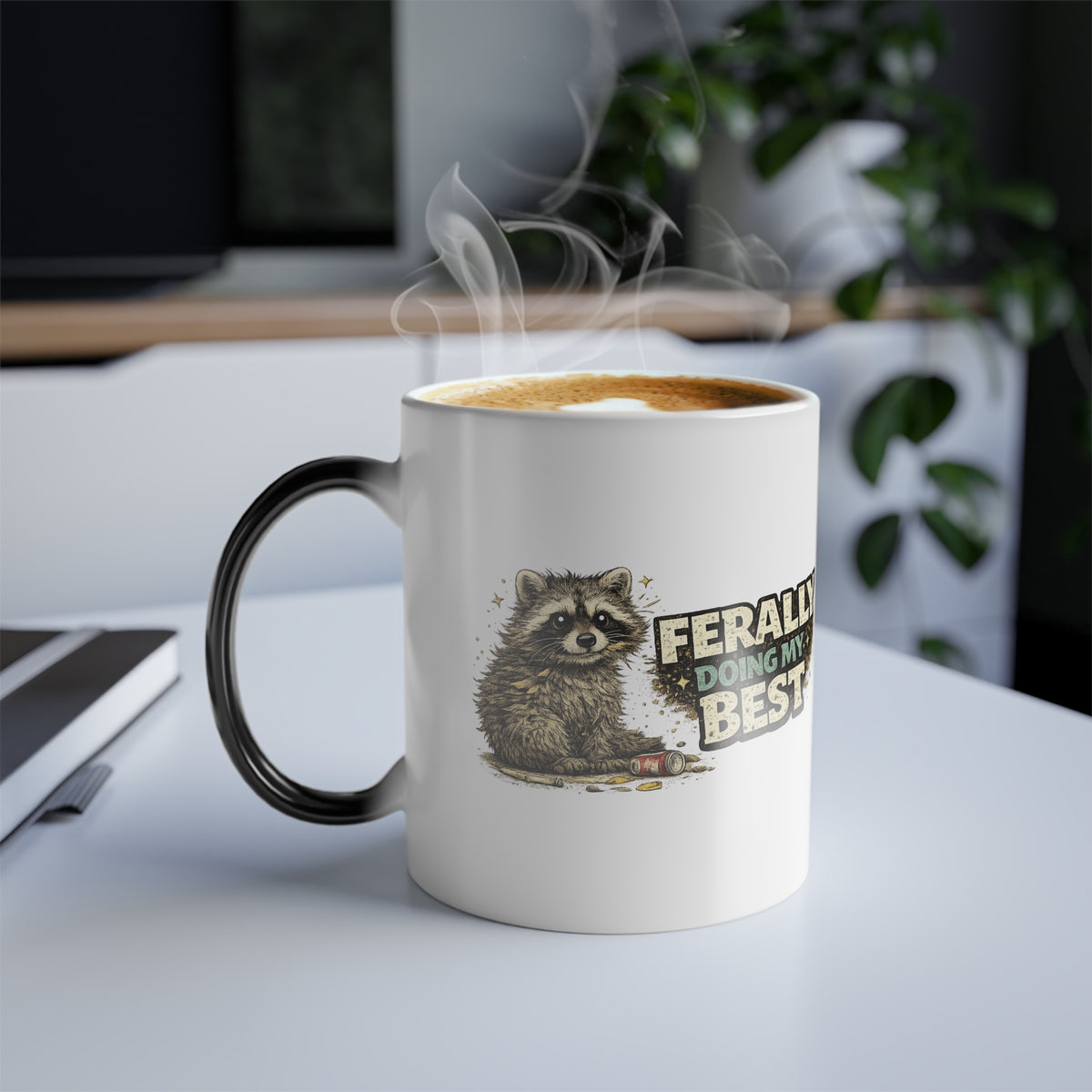 "Ferally Doing My Best" Raccoon Color-Changing Mug  11 oz