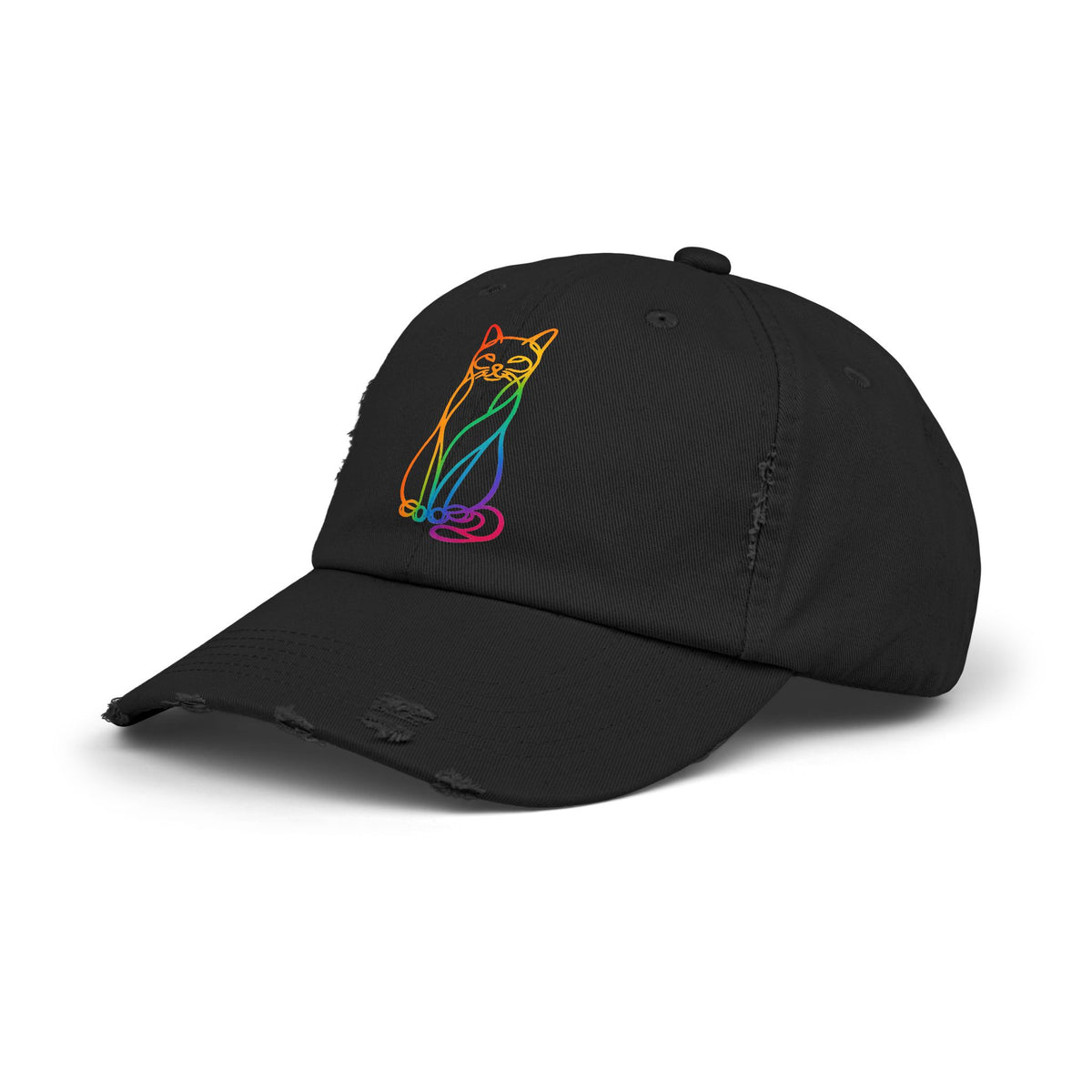 Rainbow Cat Distressed Cap