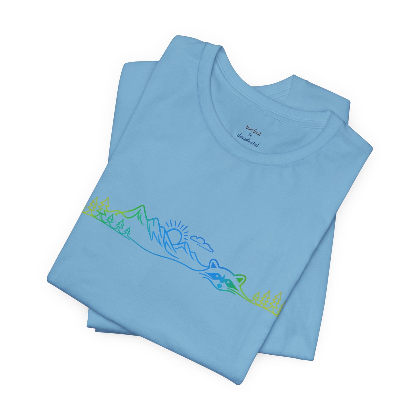 Raccoon Tee — Minimal Line Raccoon Scenic Graphic T-Shirt