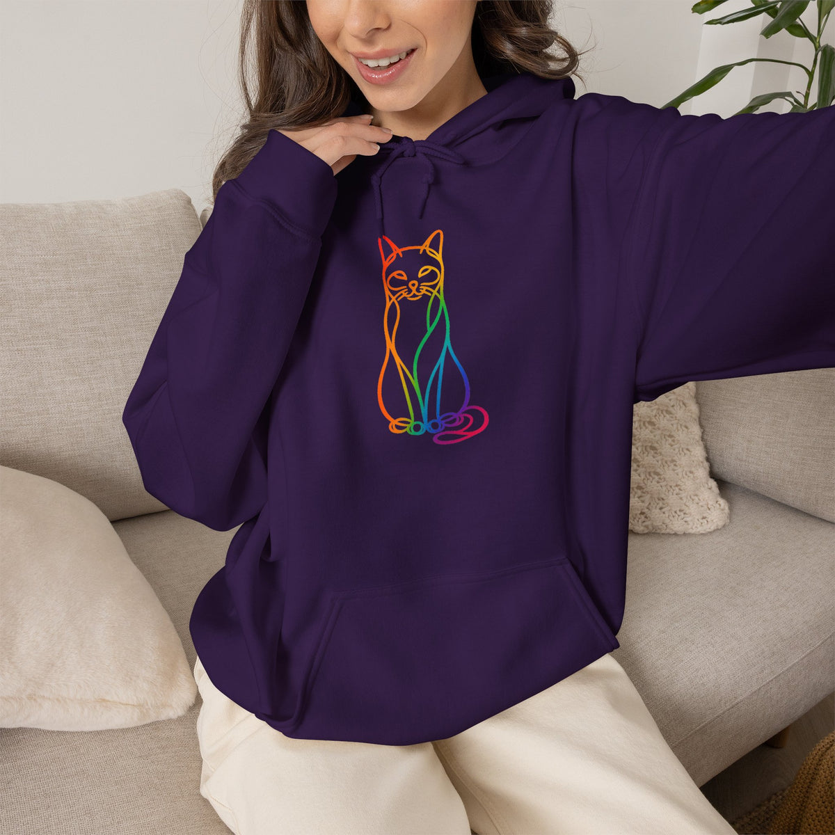 Rainbow Cat Hooded Sweatshirt