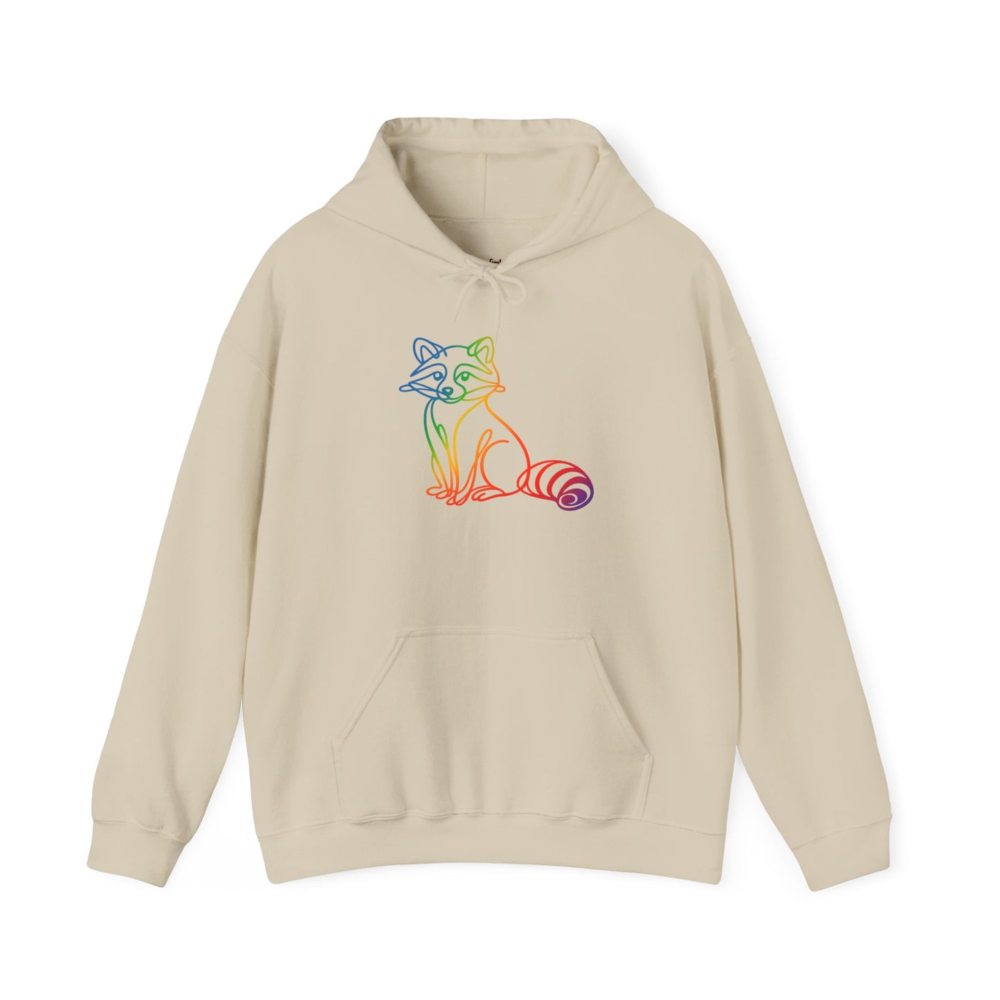 Rainbow Line Art Raccoon Hoodie
