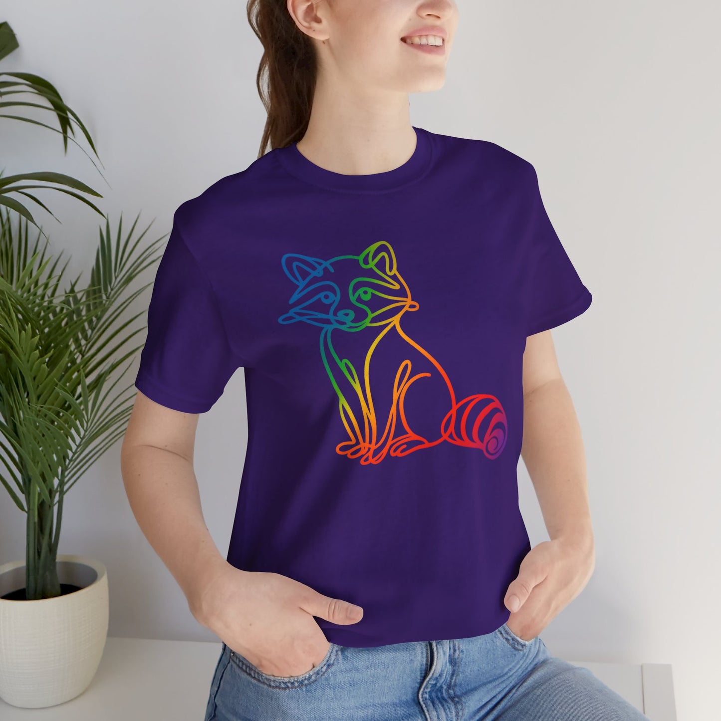 Raccoon Tee — Minimal Line Raccoon Scenic Graphic T-Shirt