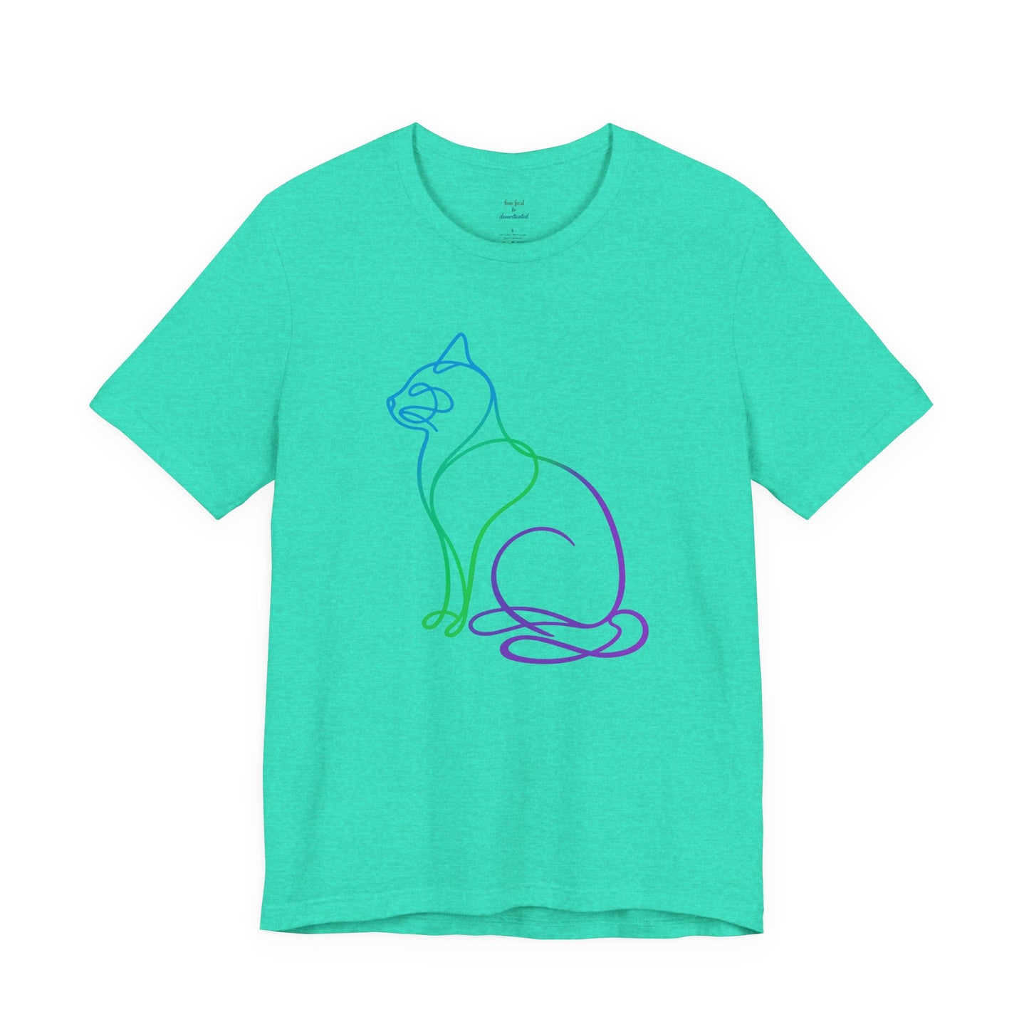 Colorful Line | Work Sitting Cat T-Shirt