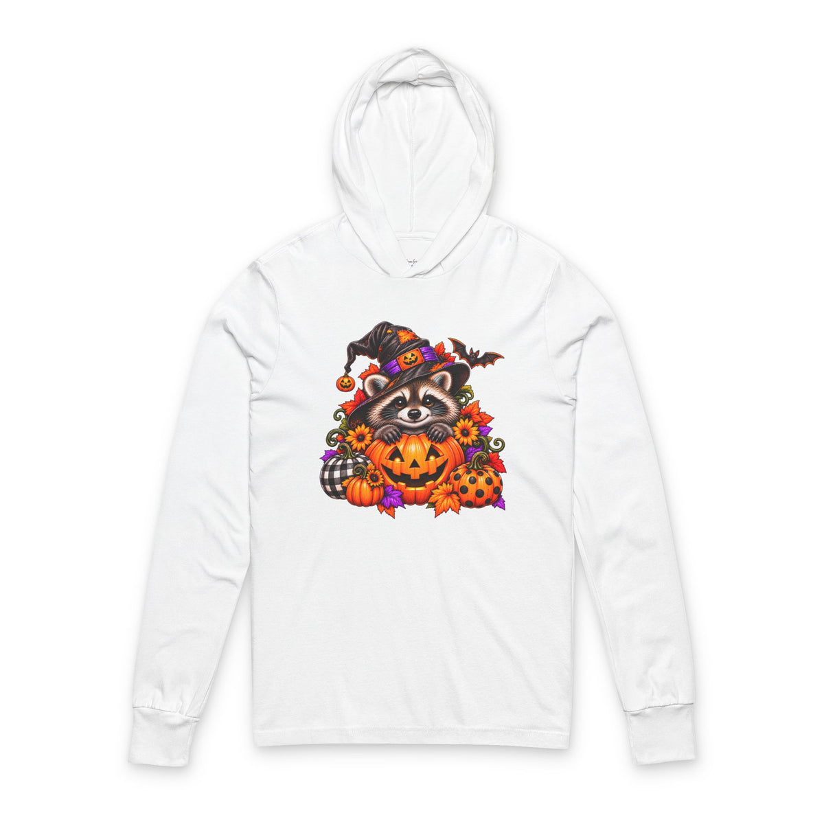 Halloween Raccoon Hooded Long Sleeve Tee
