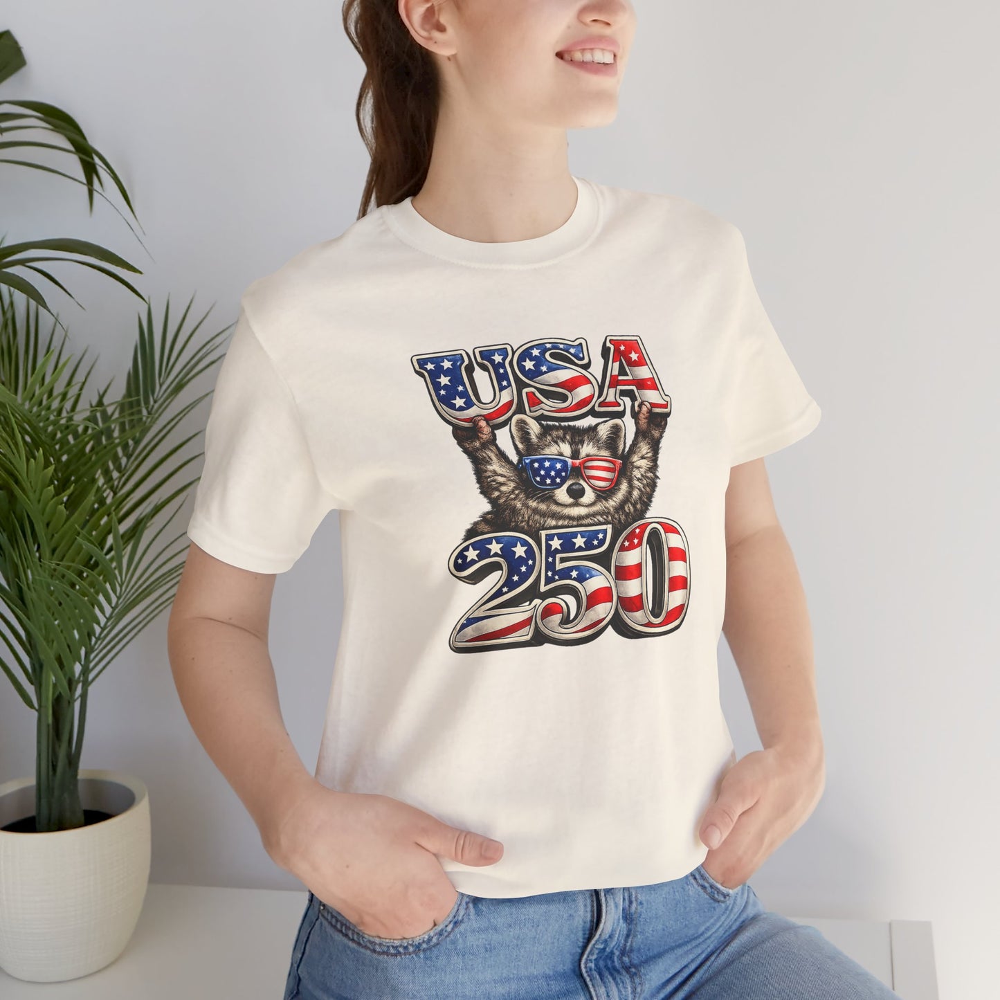 Patriot Raccoon 250th Anniversary T-Shirt — 4th of July Fireworks Flag Tee