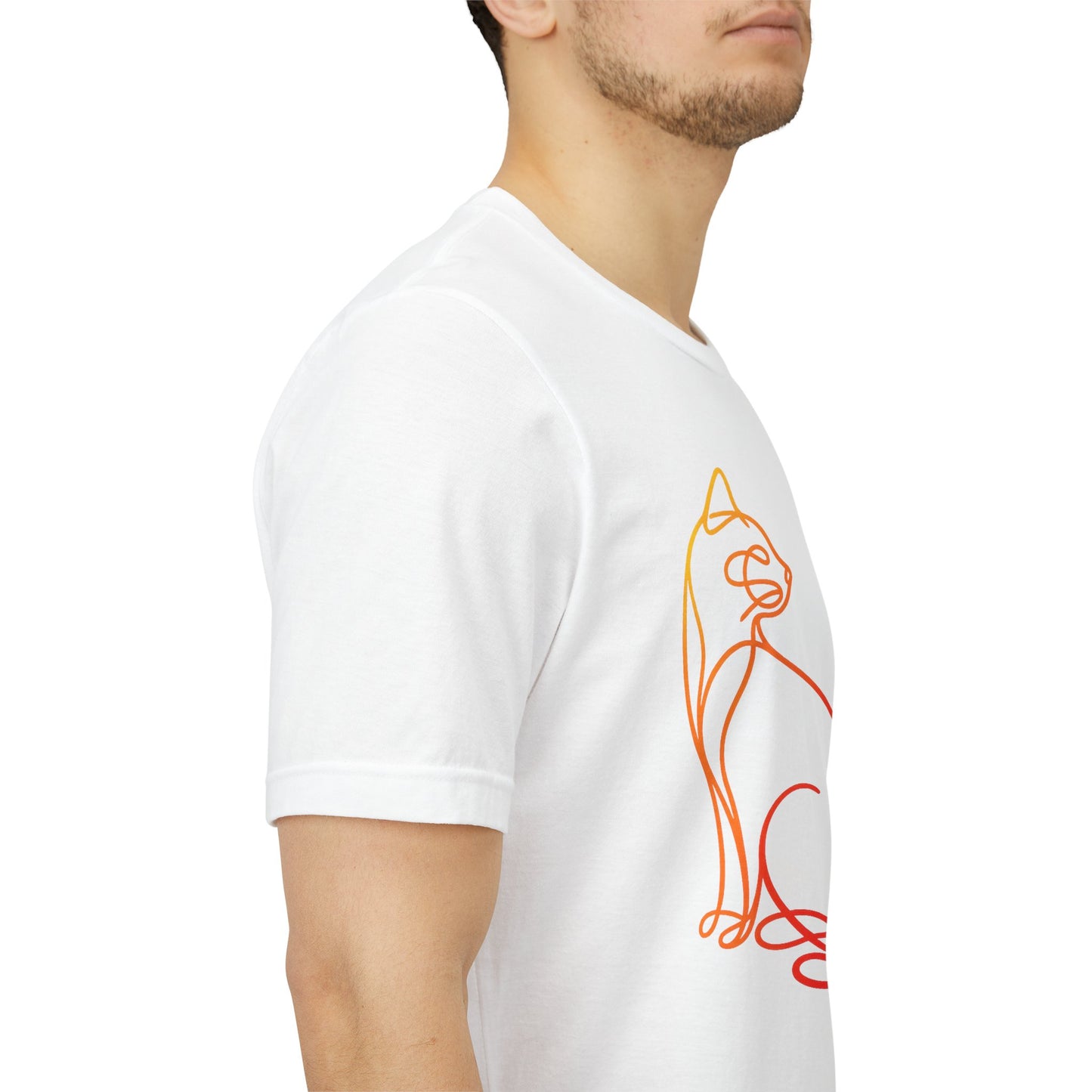 Colorful Line-Work Sitting Cat T-Shirt