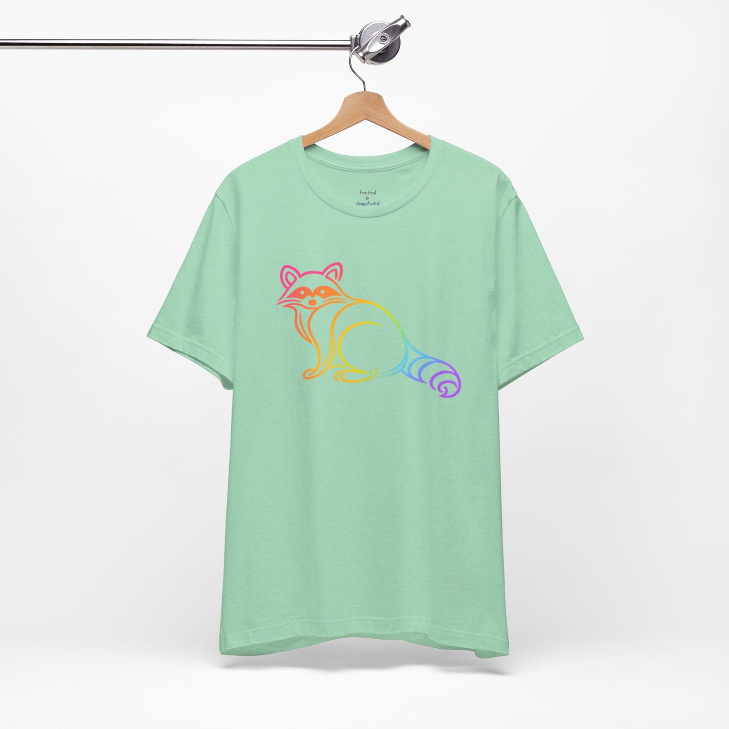 Rascal Raccoon Tee — Minimal Line Raccoon Scenic Graphic T-Shirt