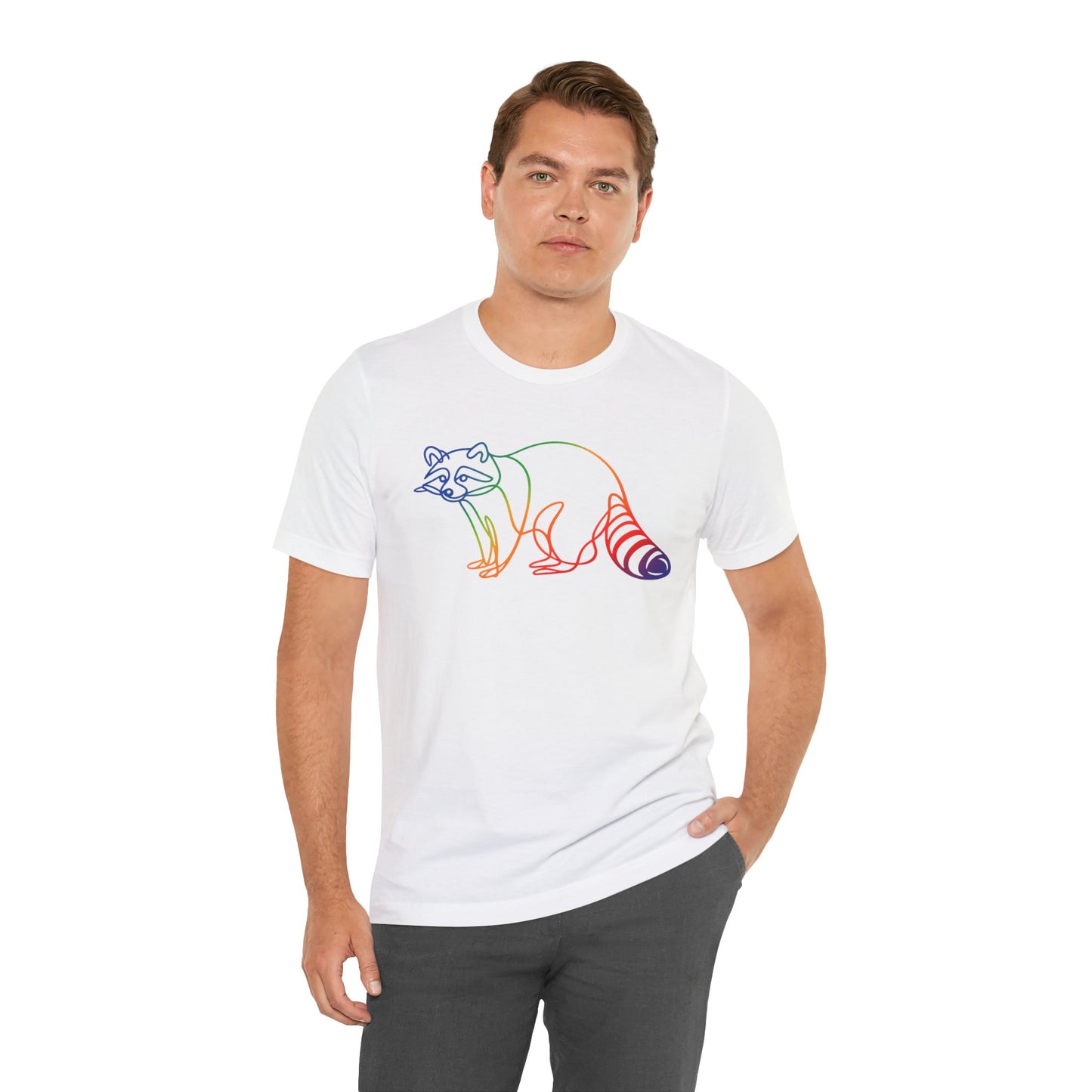 Raccoon Tee — Minimal Line Raccoon Scenic Graphic T-Shirt