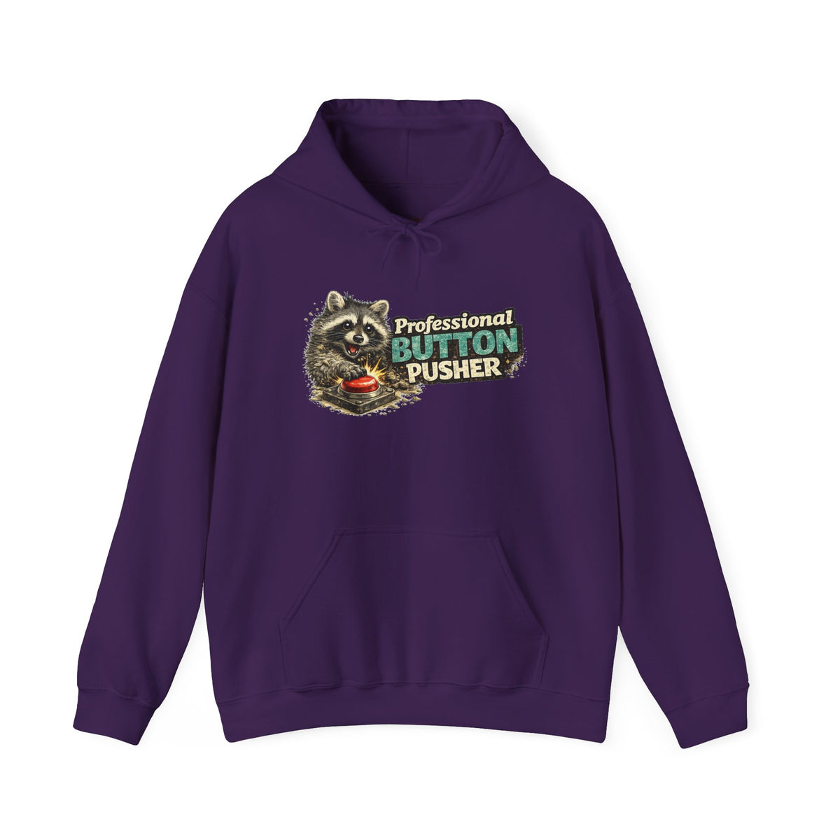 Raccoon "Button Pusher" Hooded Sweatshirt