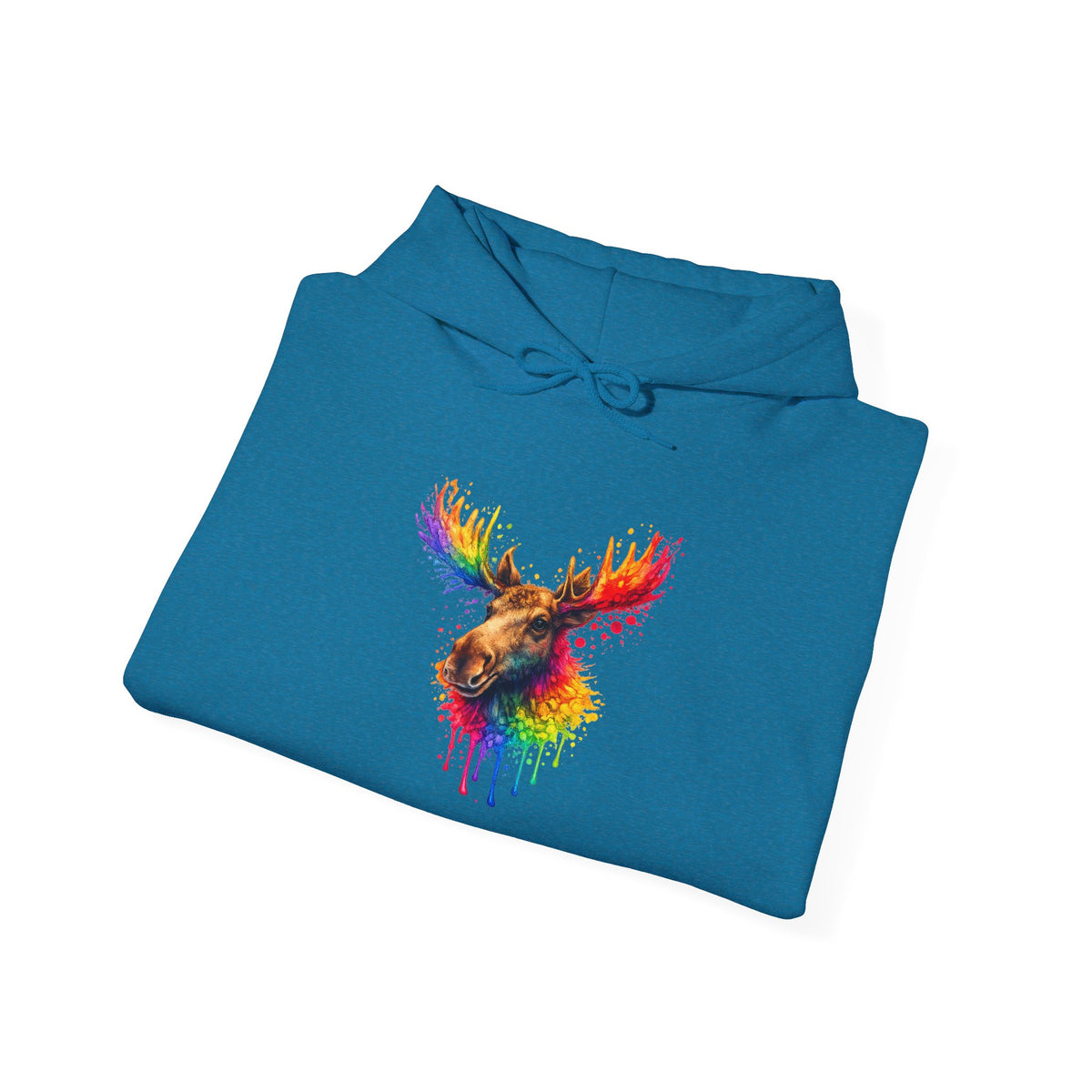 Watercolor Moose Hooded Sweatshirt