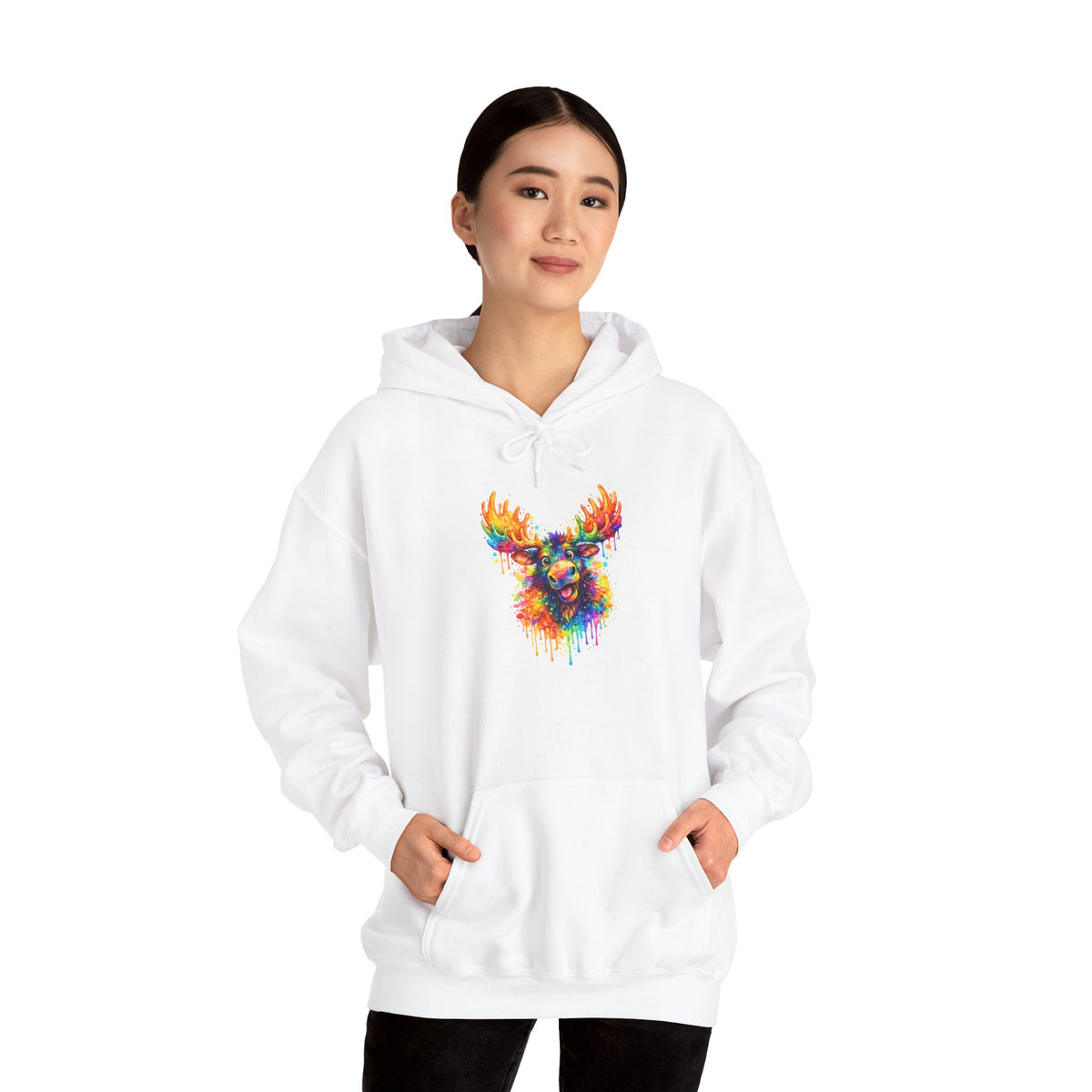 Watercolor Moose Hooded Sweatshirt