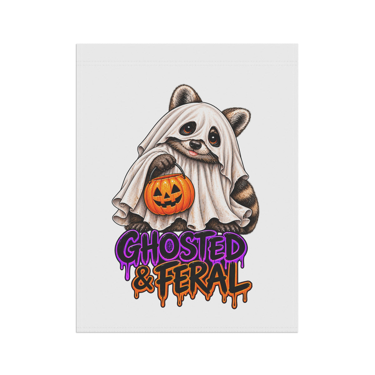 Ghosted Raccoon Garden Flag