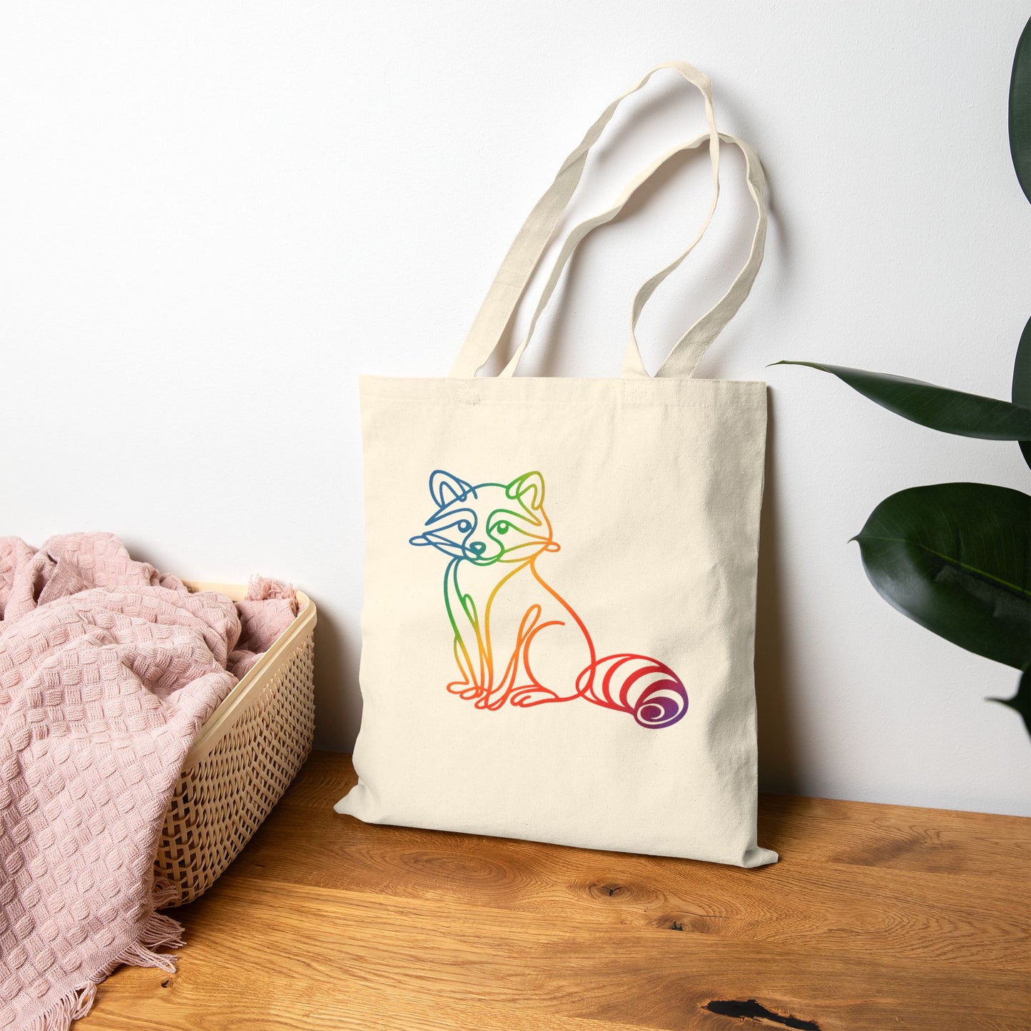 Rainbow Raccoon Tote Bag