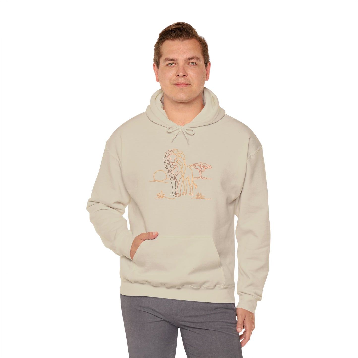 Lion Line Art Hoodie — Minimal Safari Sweatshirt