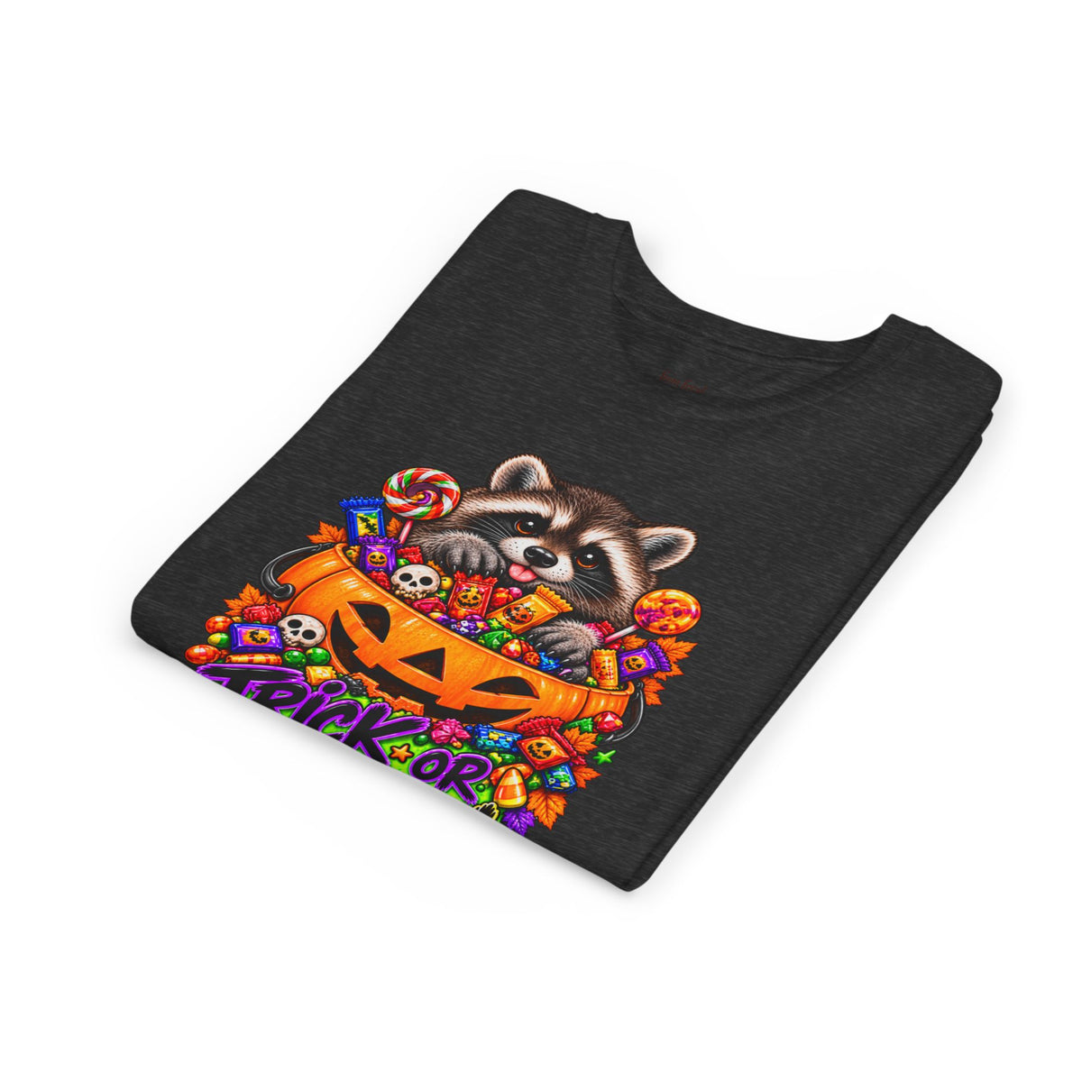 Trick or Trash Youth Tee — Raccoon Kids Tshirt
