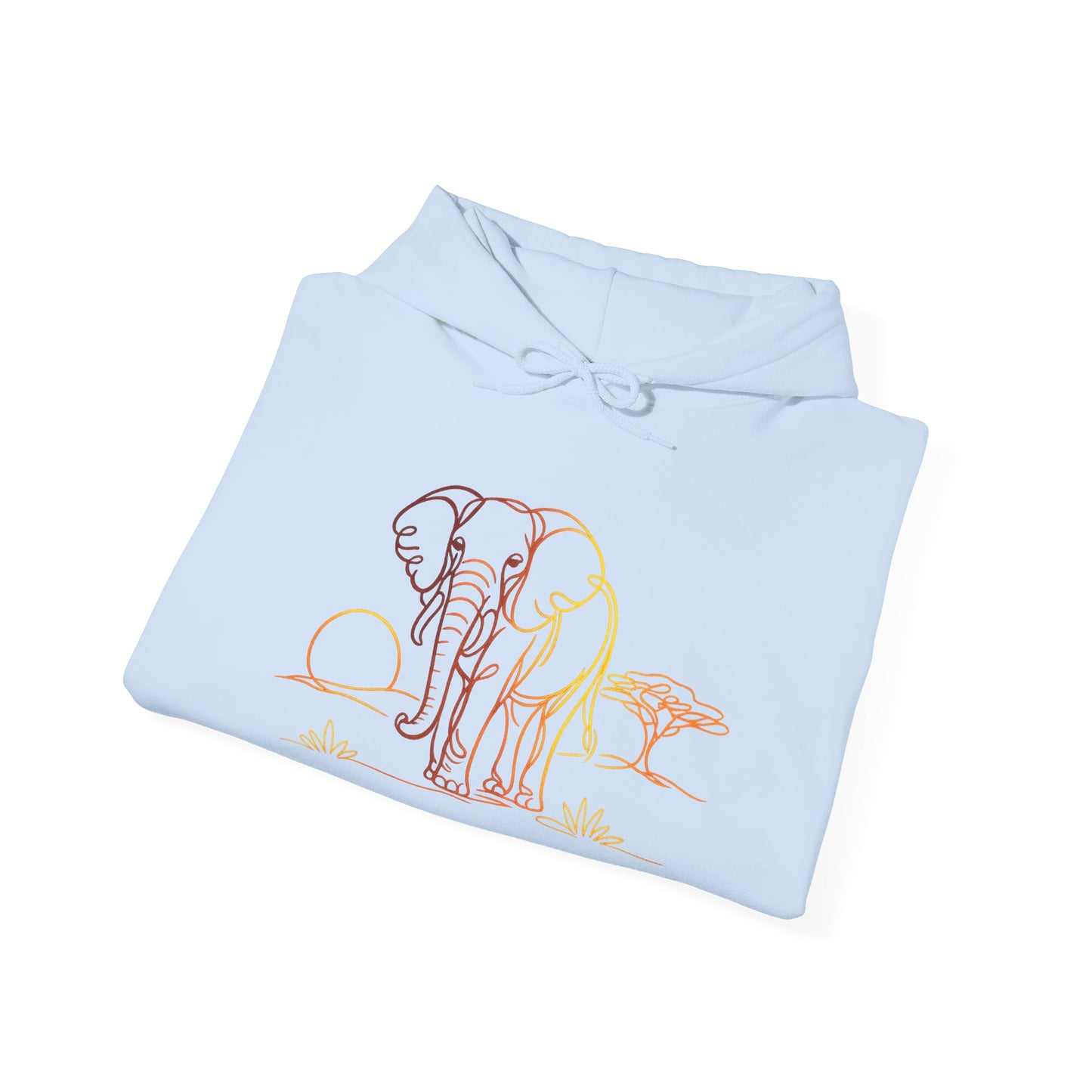 Elephant Sunset Hoodie — Minimal Safari Graphic Hooded Sweatshirt