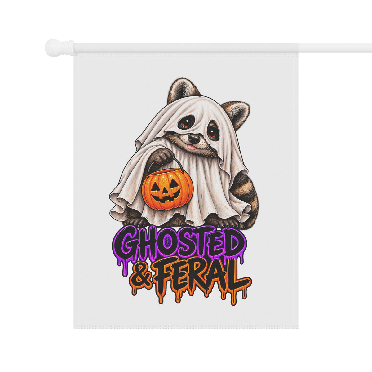 Ghosted Raccoon Garden Flag