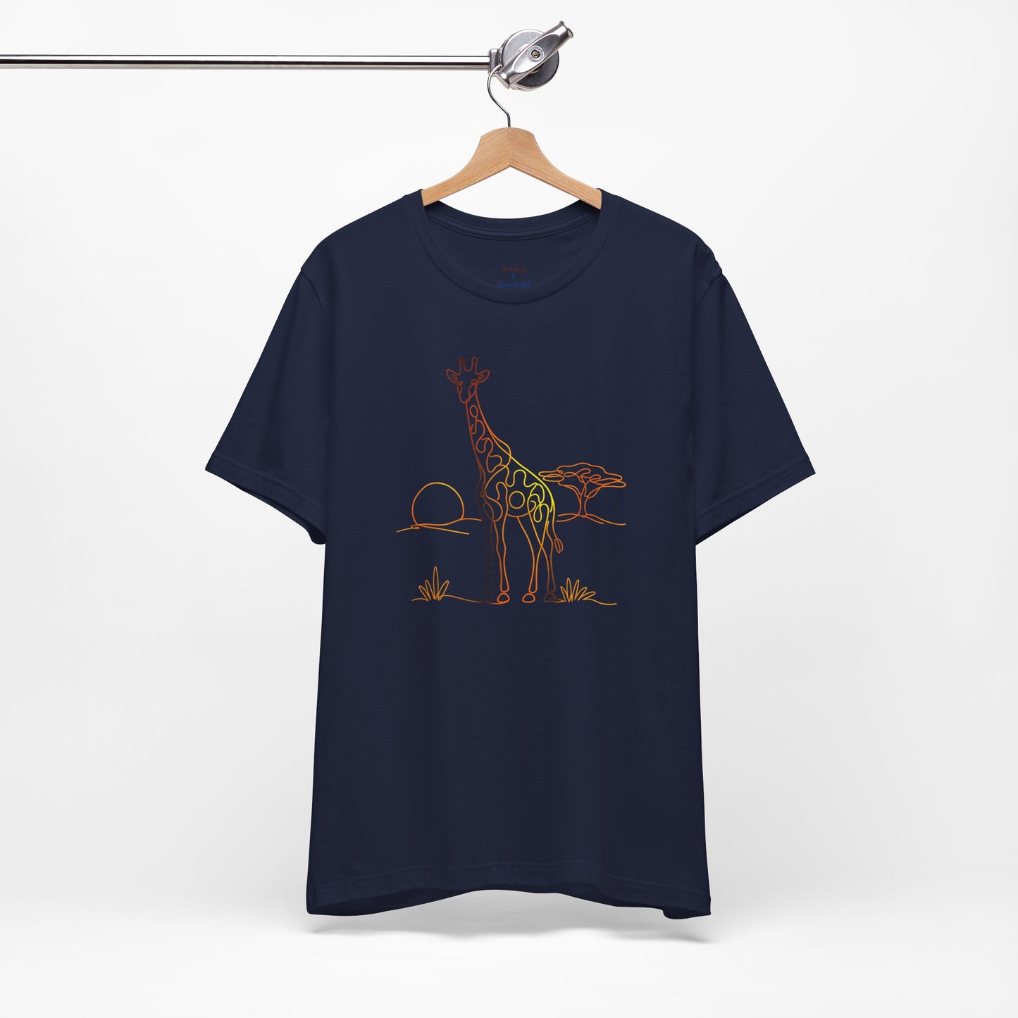 Giraffe Sunset Tee — Minimal Line Art Safari T-Shirt