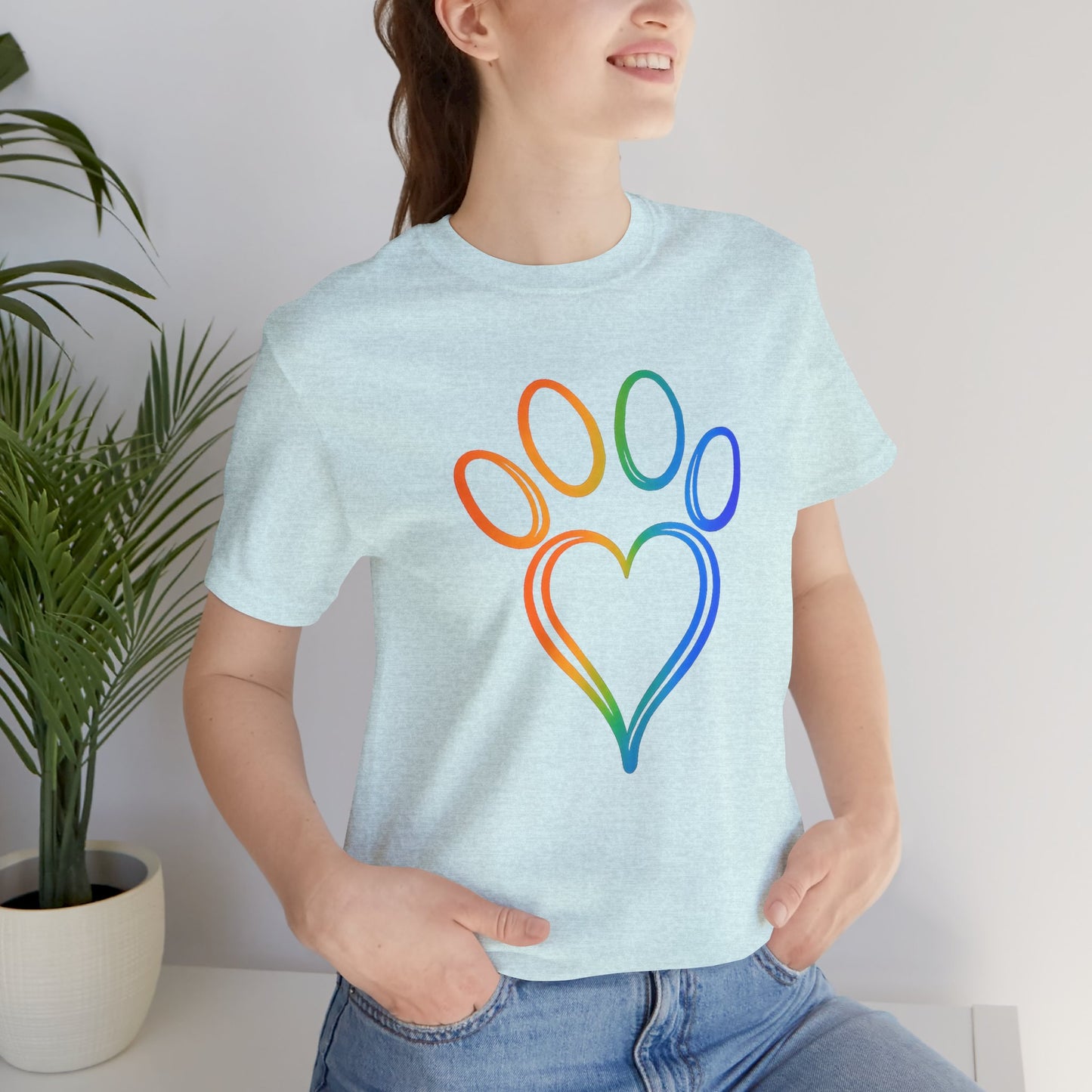 Heart/Paw Colorful Line-Work T-Shirt