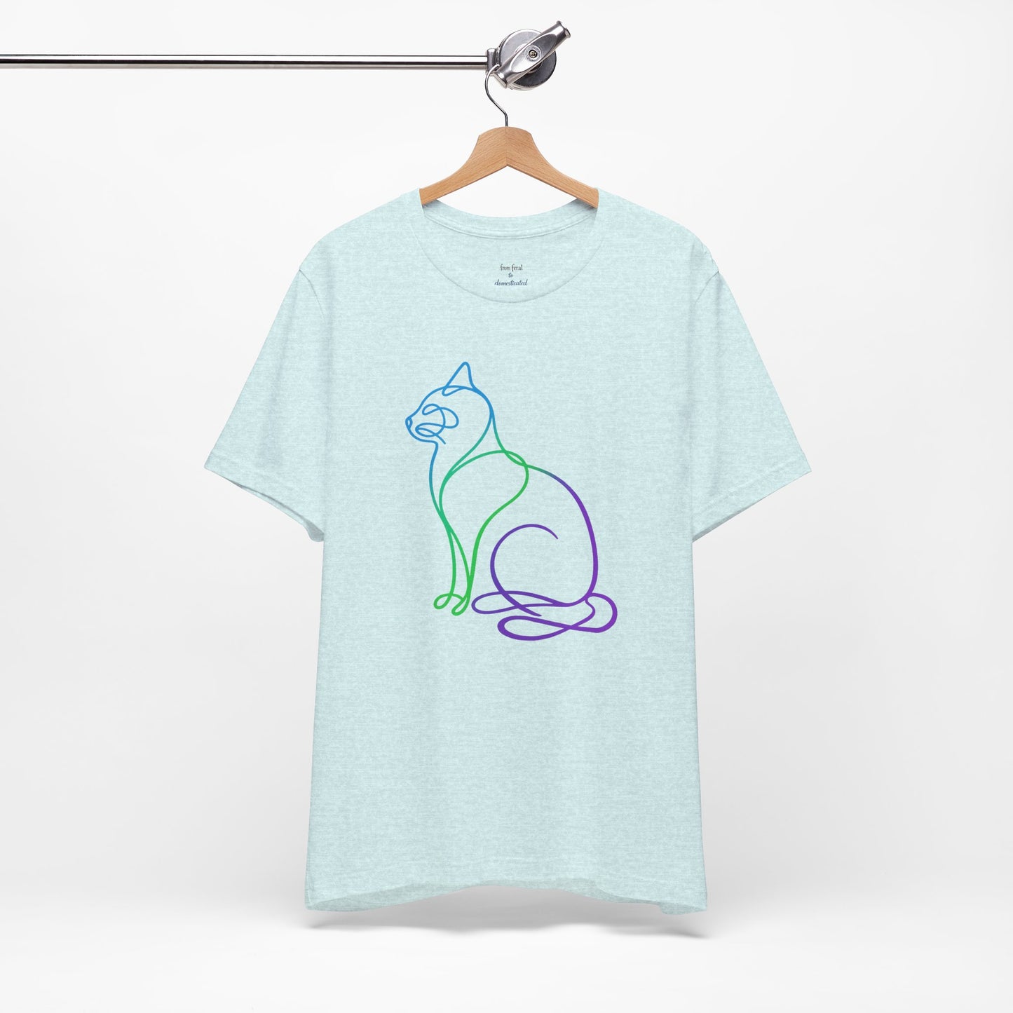 Colorful Line | Work Sitting Cat T-Shirt