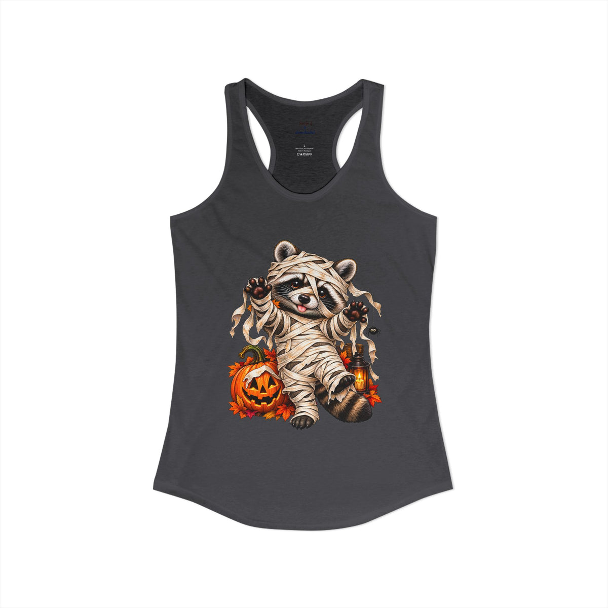 Halloween Mummy Raccoon Racerback Tank