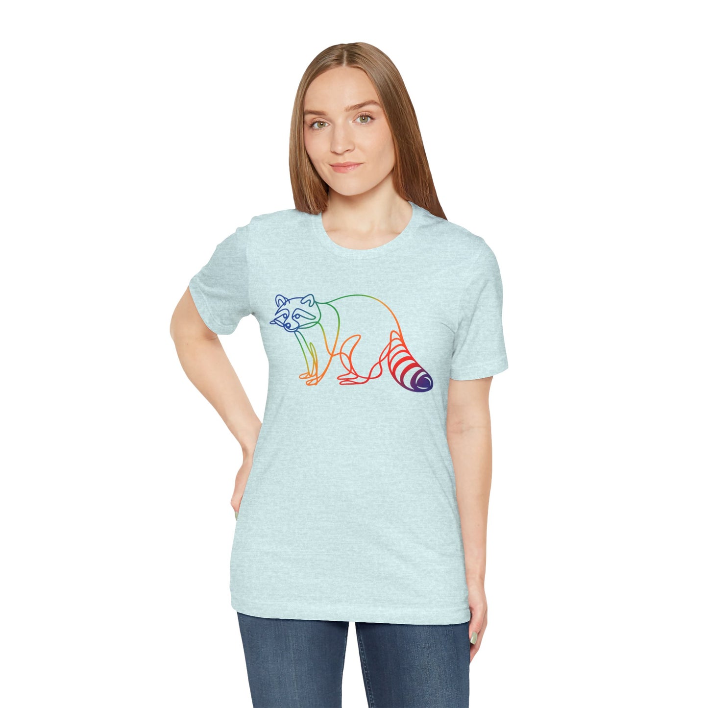 Raccoon Tee — Minimal Line Raccoon Scenic Graphic T-Shirt