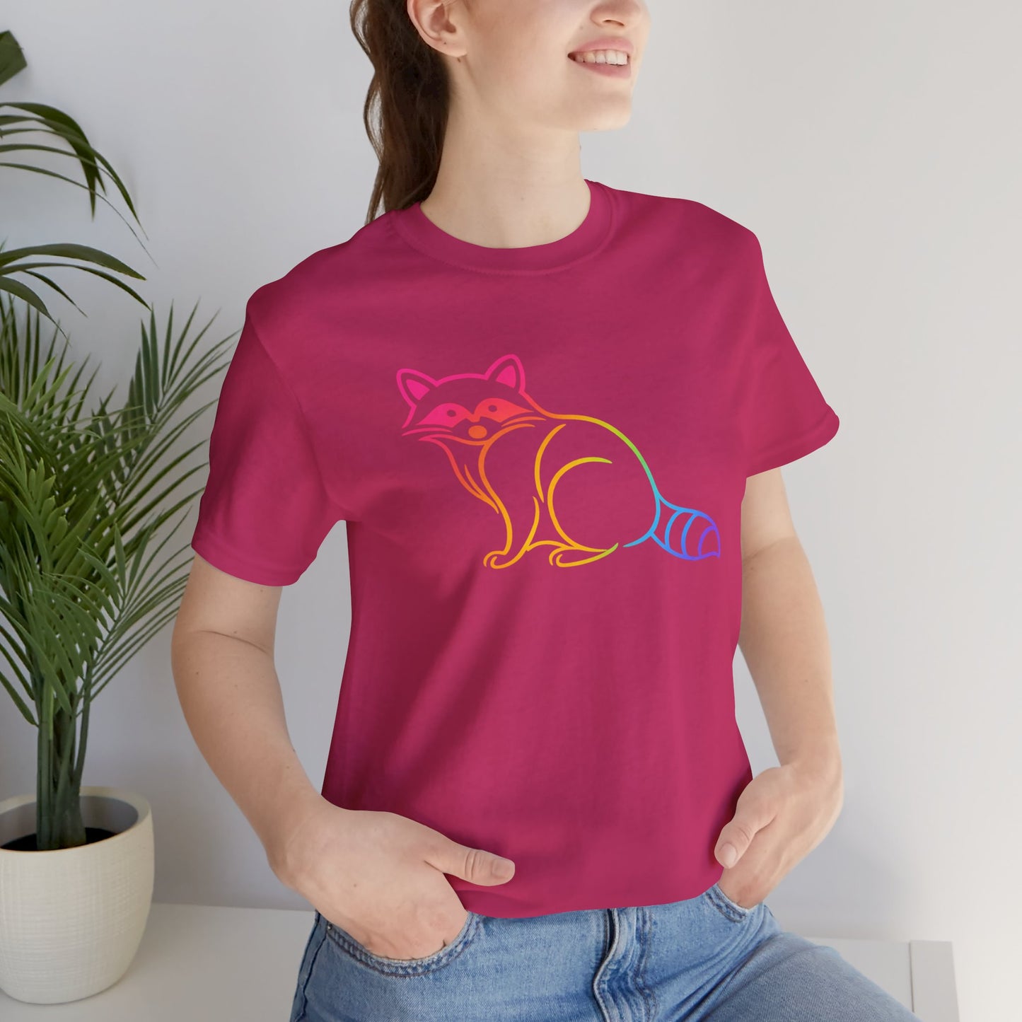 Raccoon Tee — Minimal Line Raccoon Scenic Graphic T-Shirt
