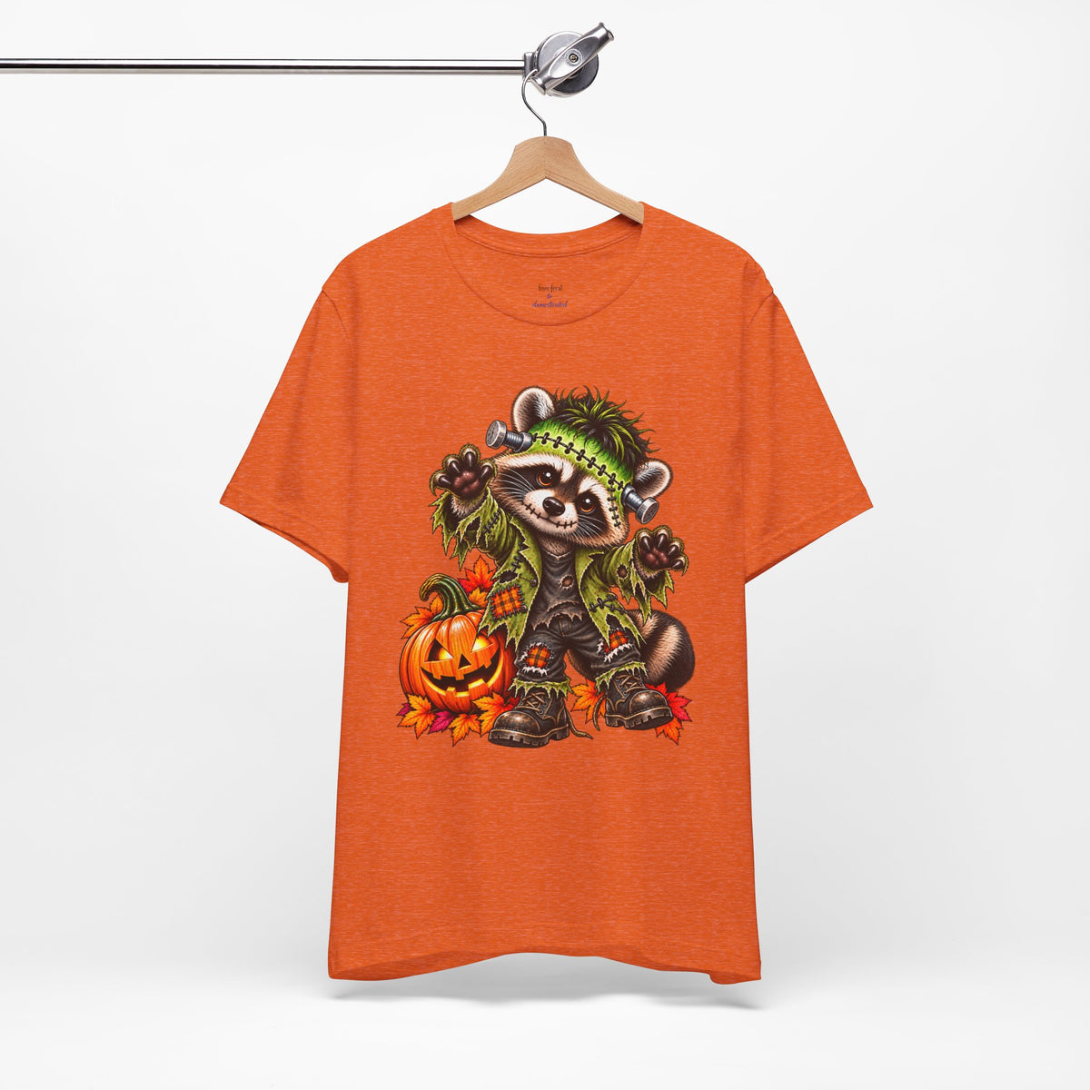 Halloween Frankenstein Raccoon and Black Cat T-Shirt