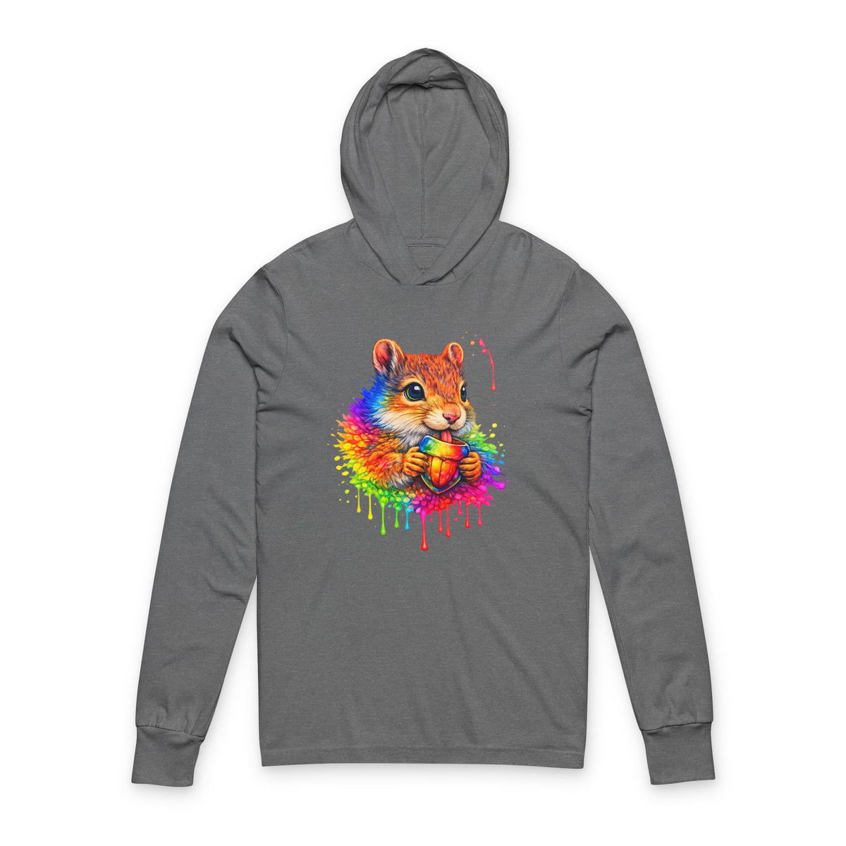 Watercolor Squirrel Hooded Long Sleeve T-Shirt