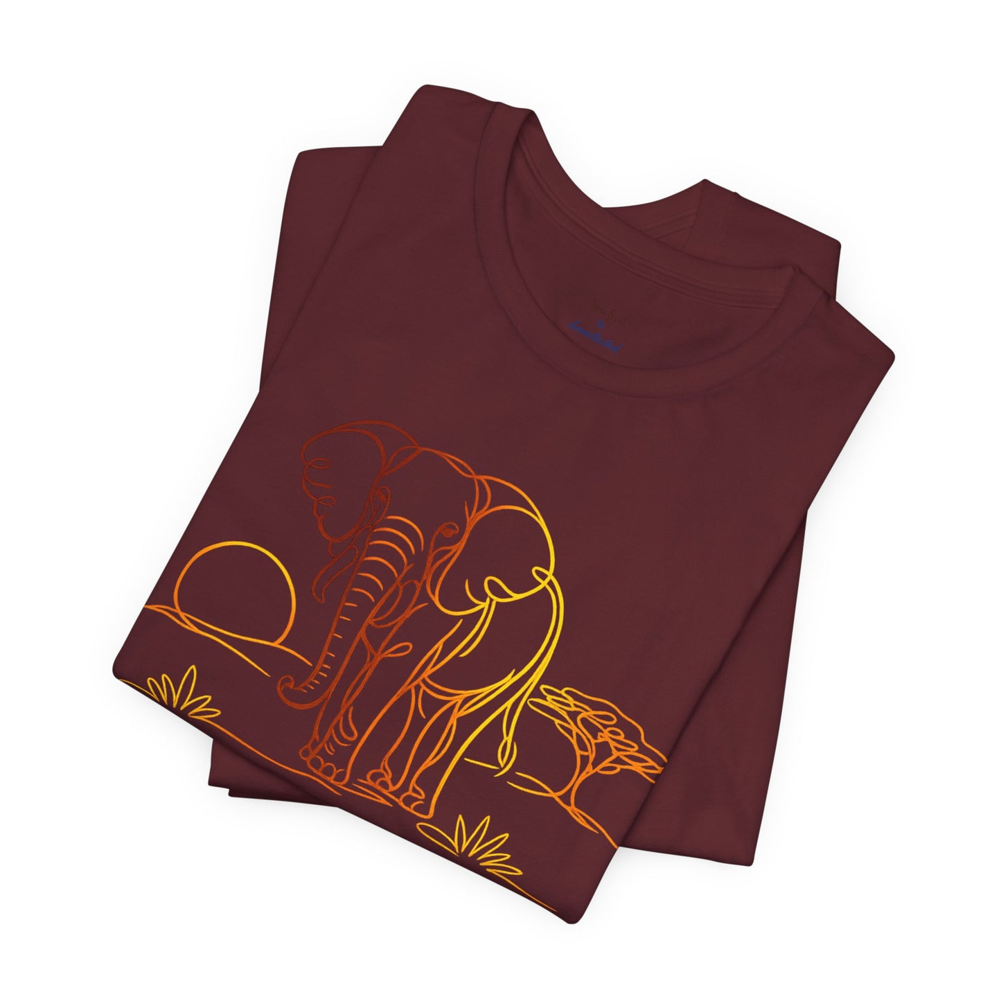 Elephant Sunset Tee — Minimal Line Art Safari T-Shirt