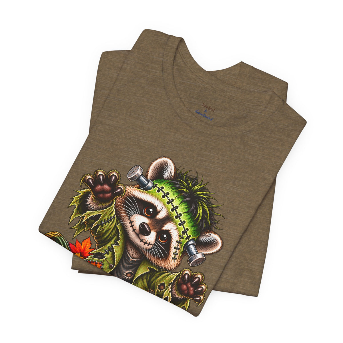 Halloween Frankenstein Raccoon and Black Cat T-Shirt