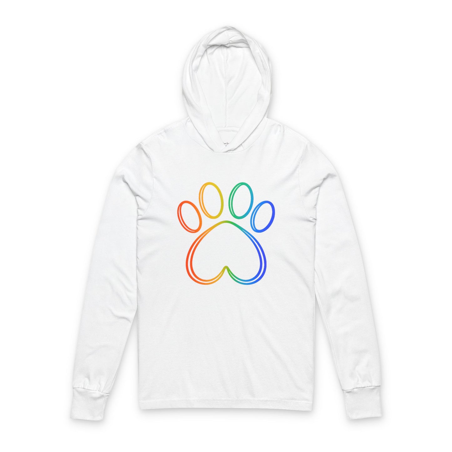 Continuous Line Art Heart/Paw Hooded Long Sleeve Tee