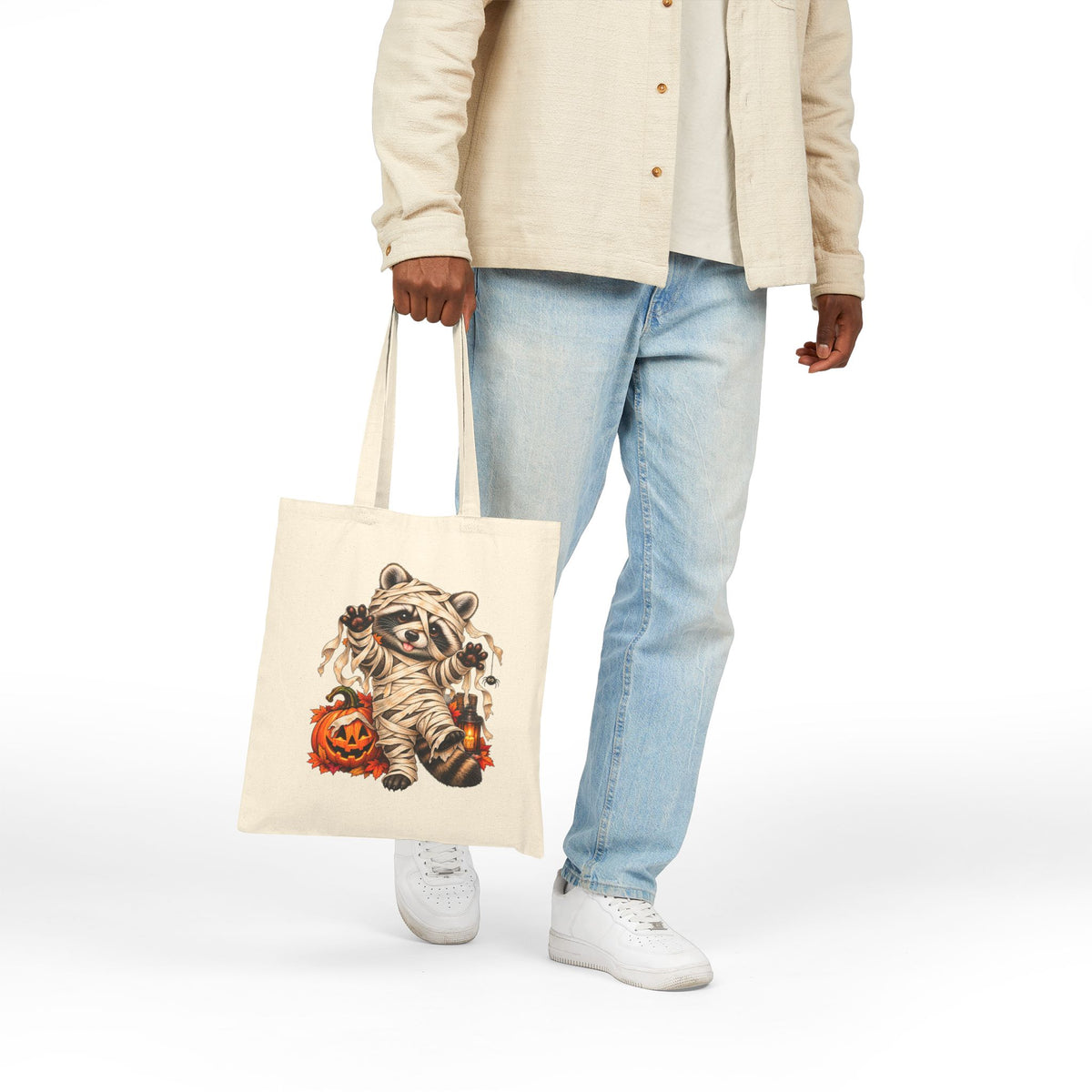 Halloween Mummy Raccoon Tote Bag