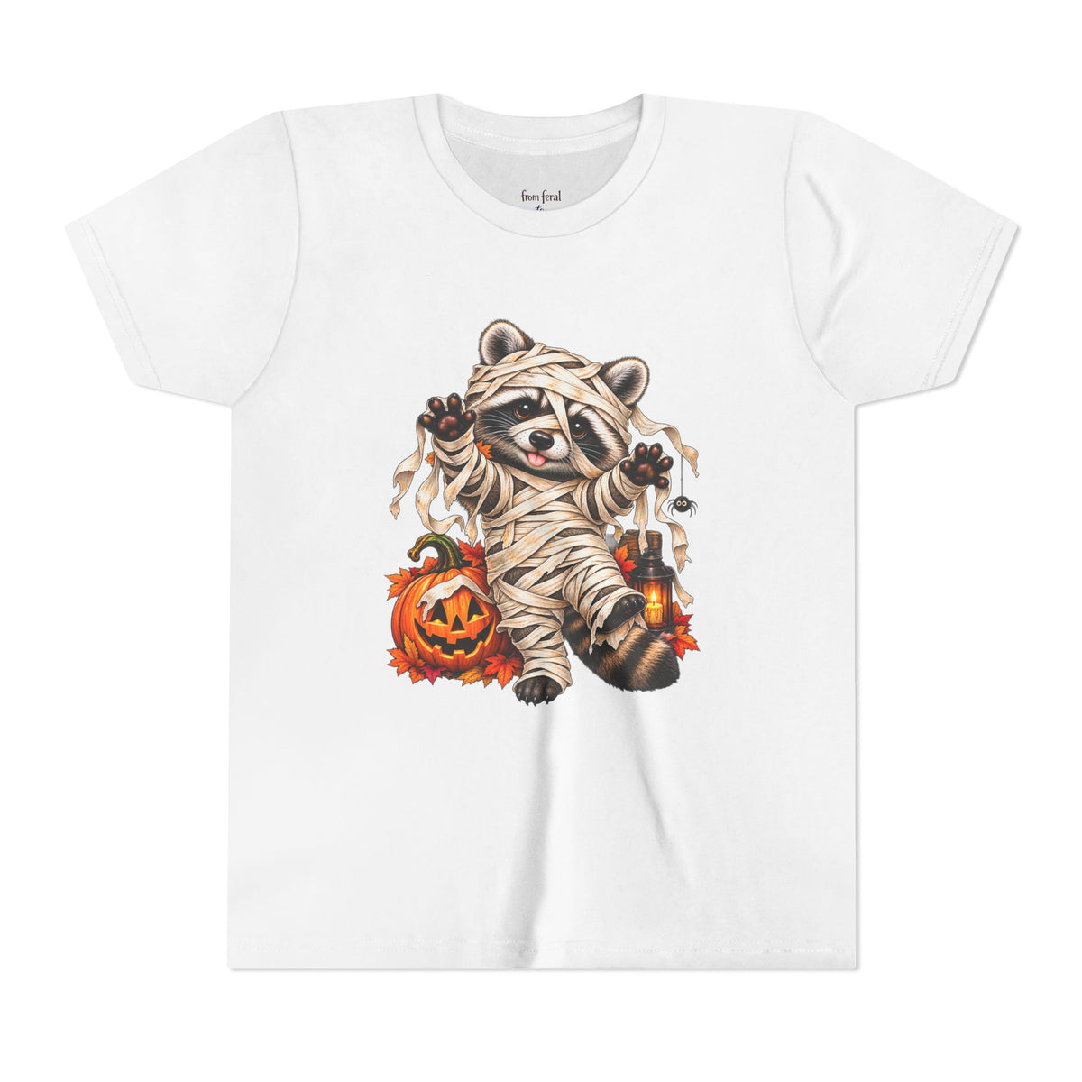 Halloween Youth Tee — Mummy Raccoon Kids Tshirt