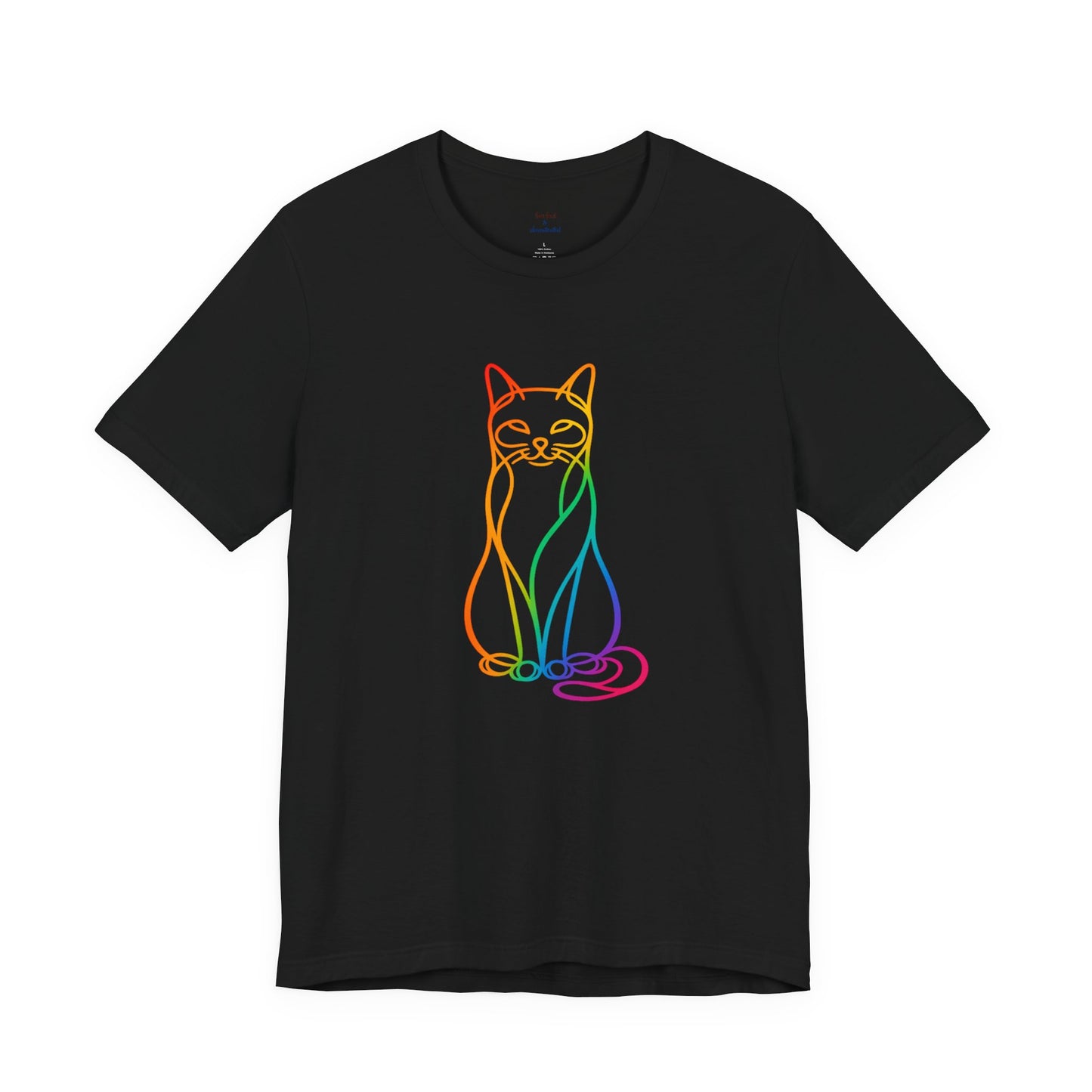 Colorful Line-Work Sitting Cat T-Shirt