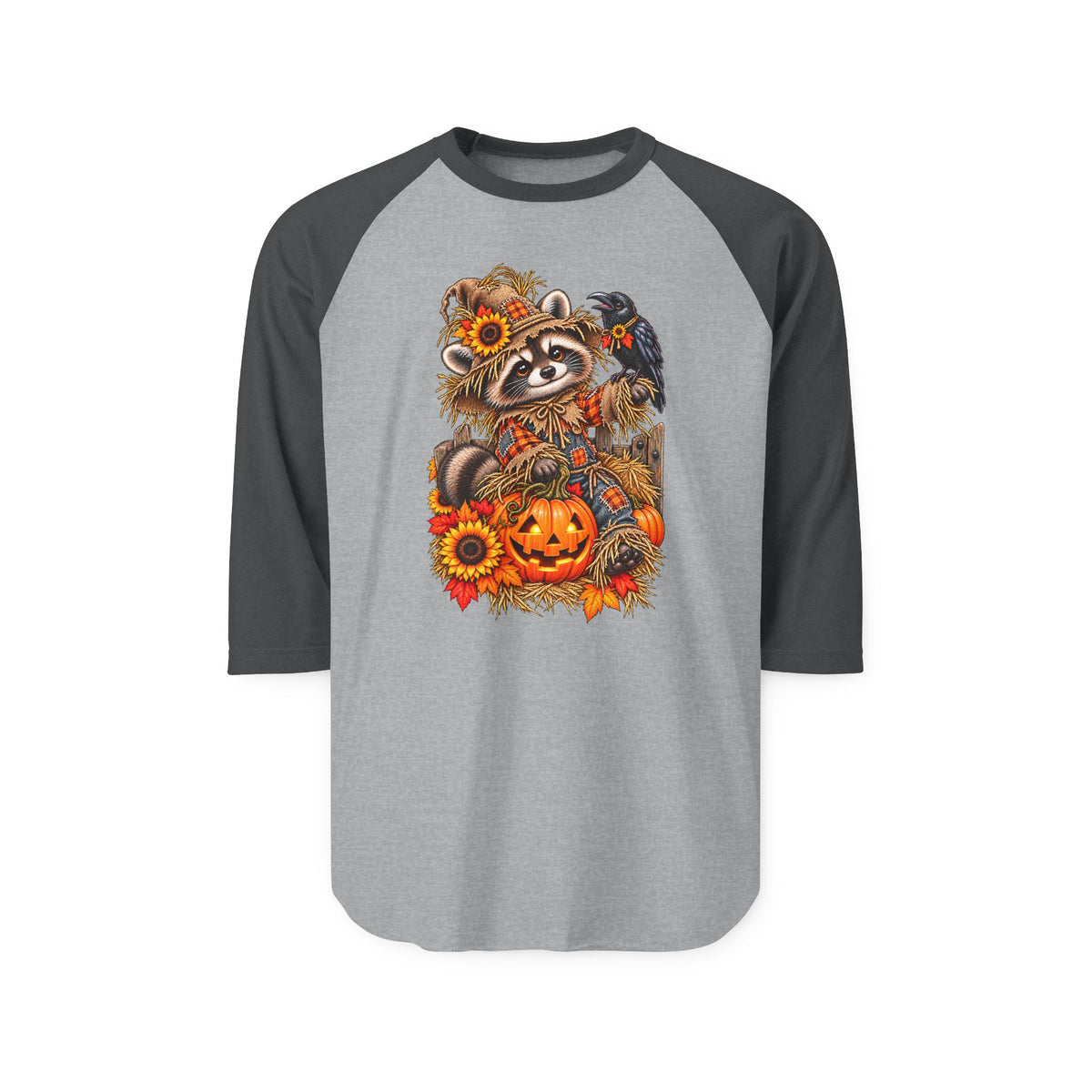 Scarecrow Raccoon Raglan Baseball Shirt