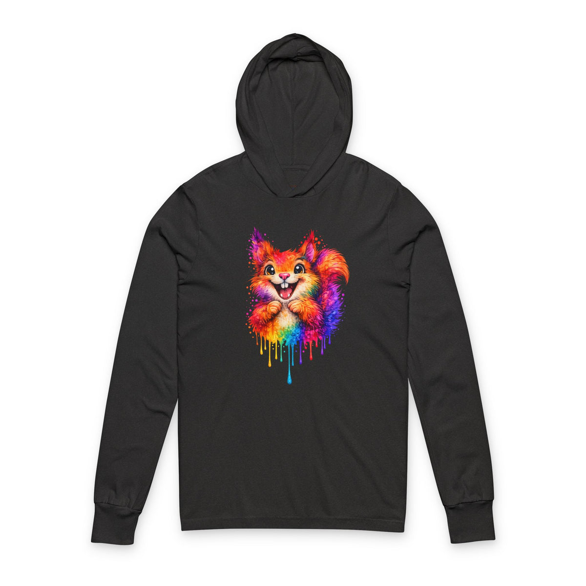 Watercolor Squirrel Hooded Long Sleeve T-Shirt