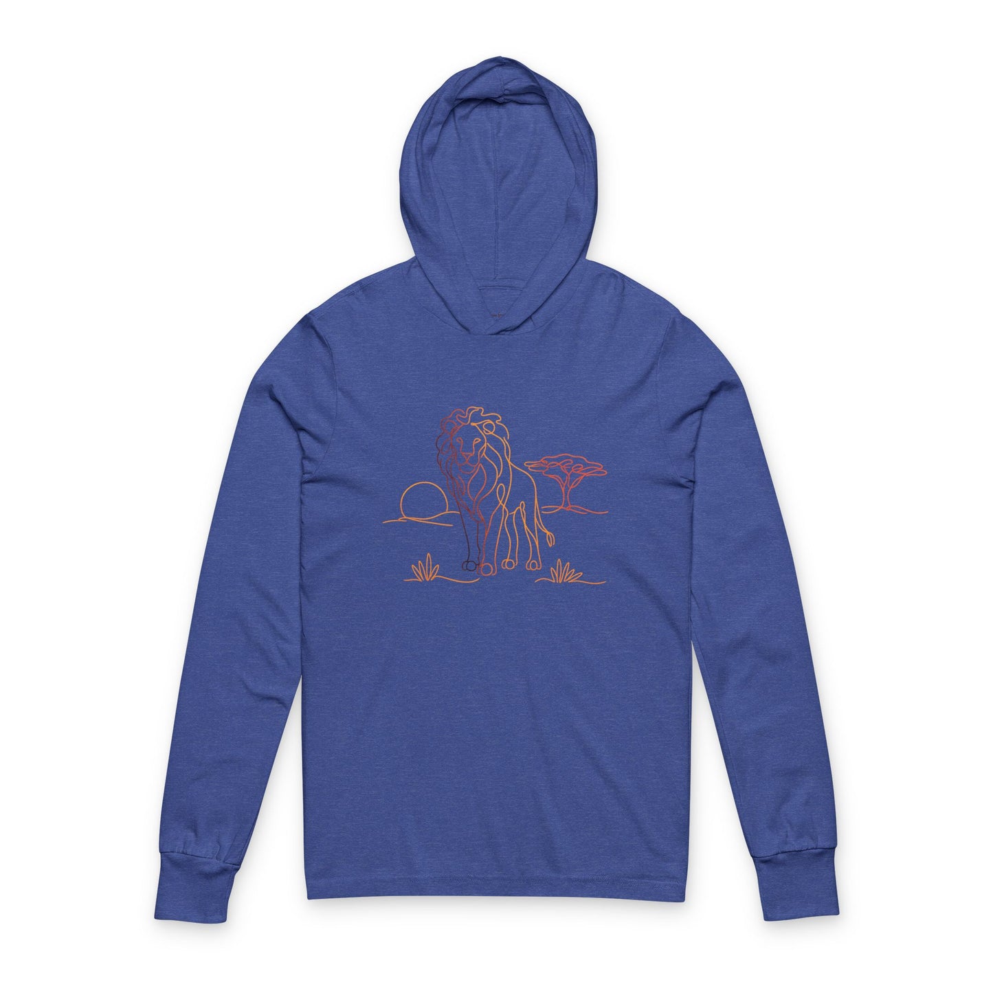 Continuous Line Art Lion Hooded Long Sleeve Tee