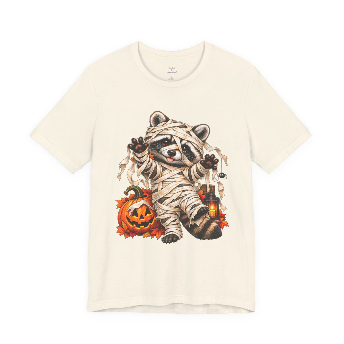 Halloween Mummy Raccoon and Black Cat T-Shirt