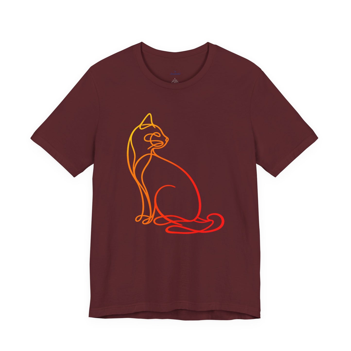 Colorful Line-Work Sitting Cat T-Shirt