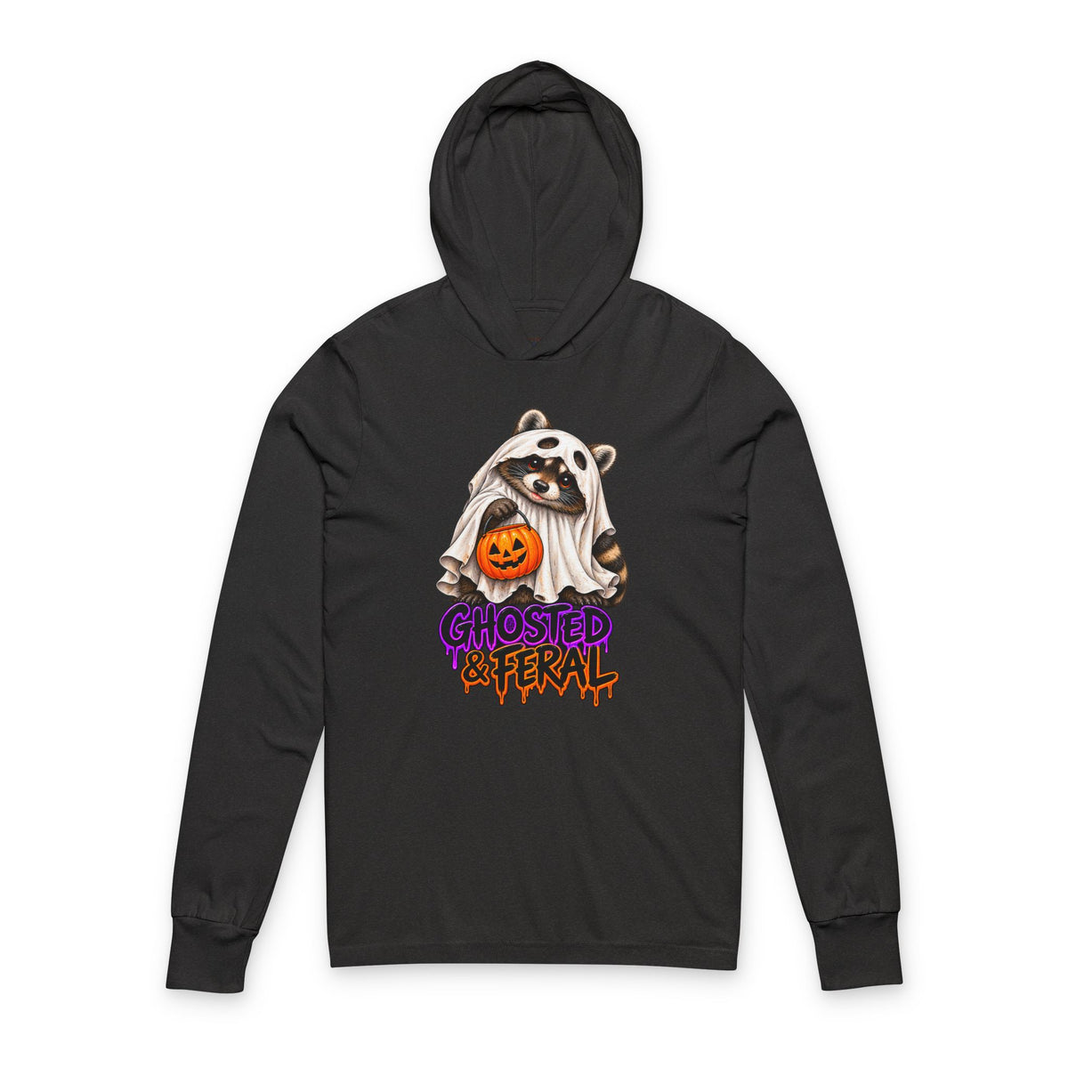 Ghosted Raccoon Hooded Long Sleeve Tee