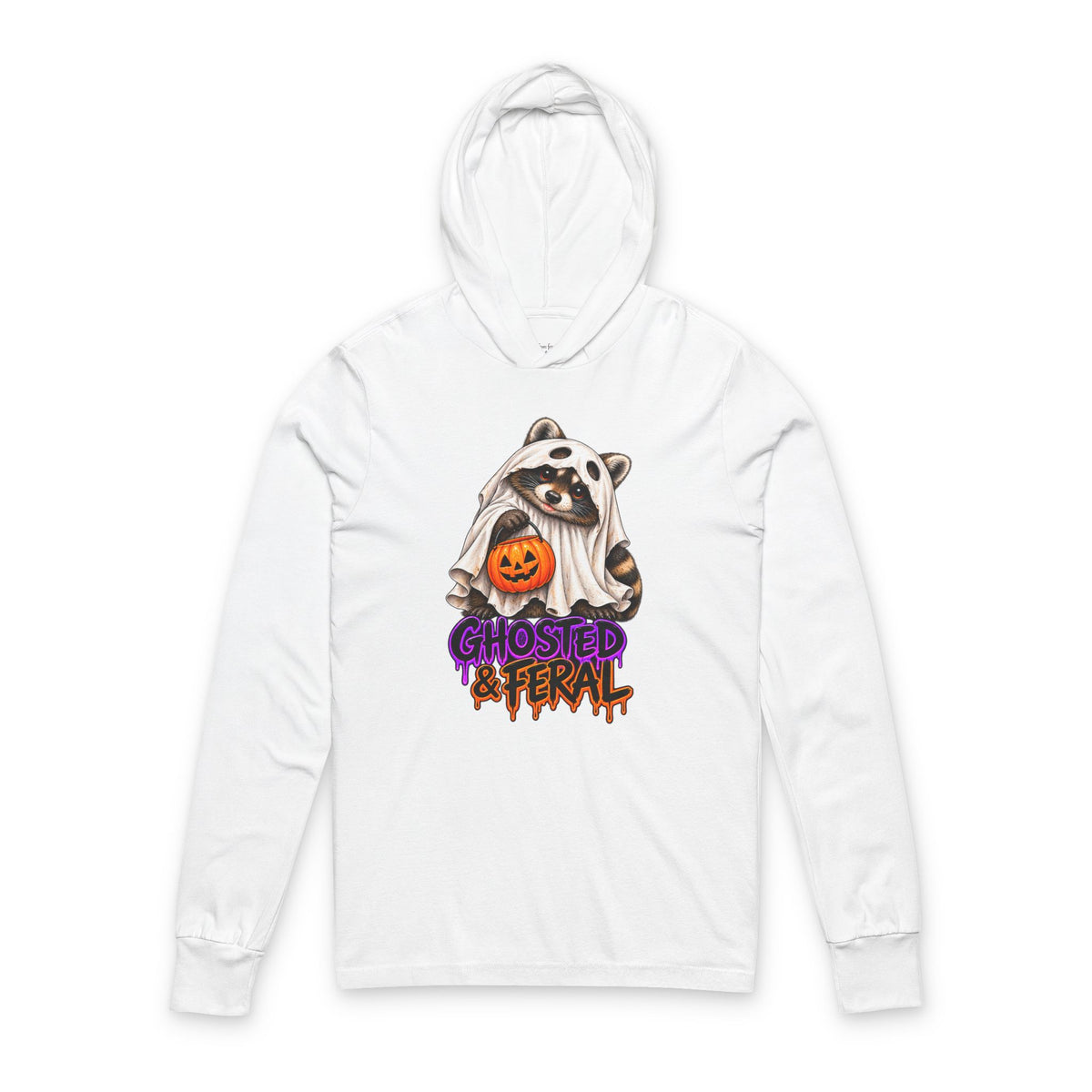 Ghosted Raccoon Hooded Long Sleeve Tee