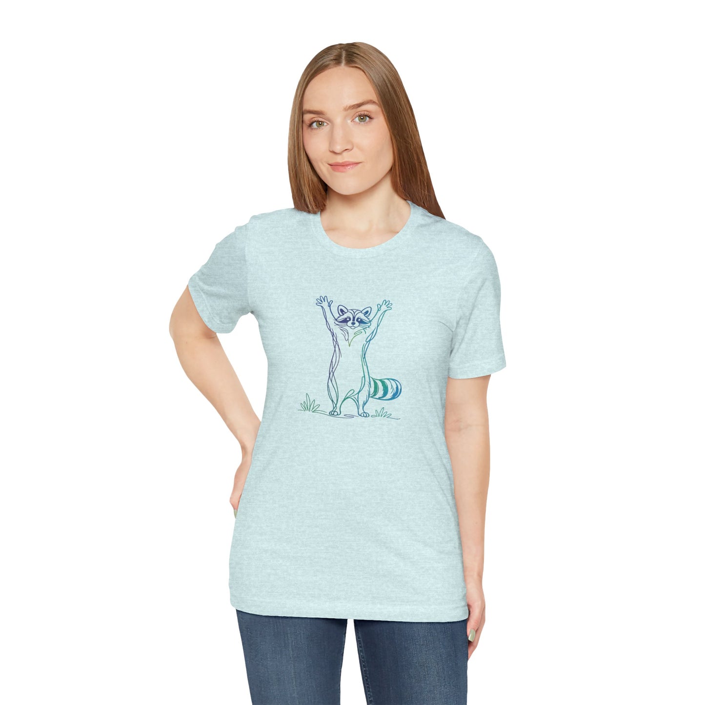 Raccoon Tee — Minimal Line Raccoon Scenic Graphic T-Shirt