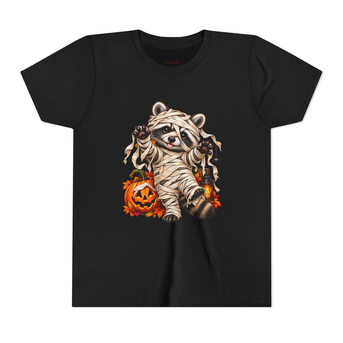Halloween Youth Tee — Mummy Raccoon Kids Tshirt