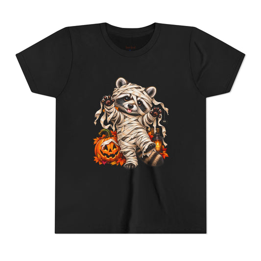 Halloween Youth Tee — Mummy Raccoon Kids Tshirt