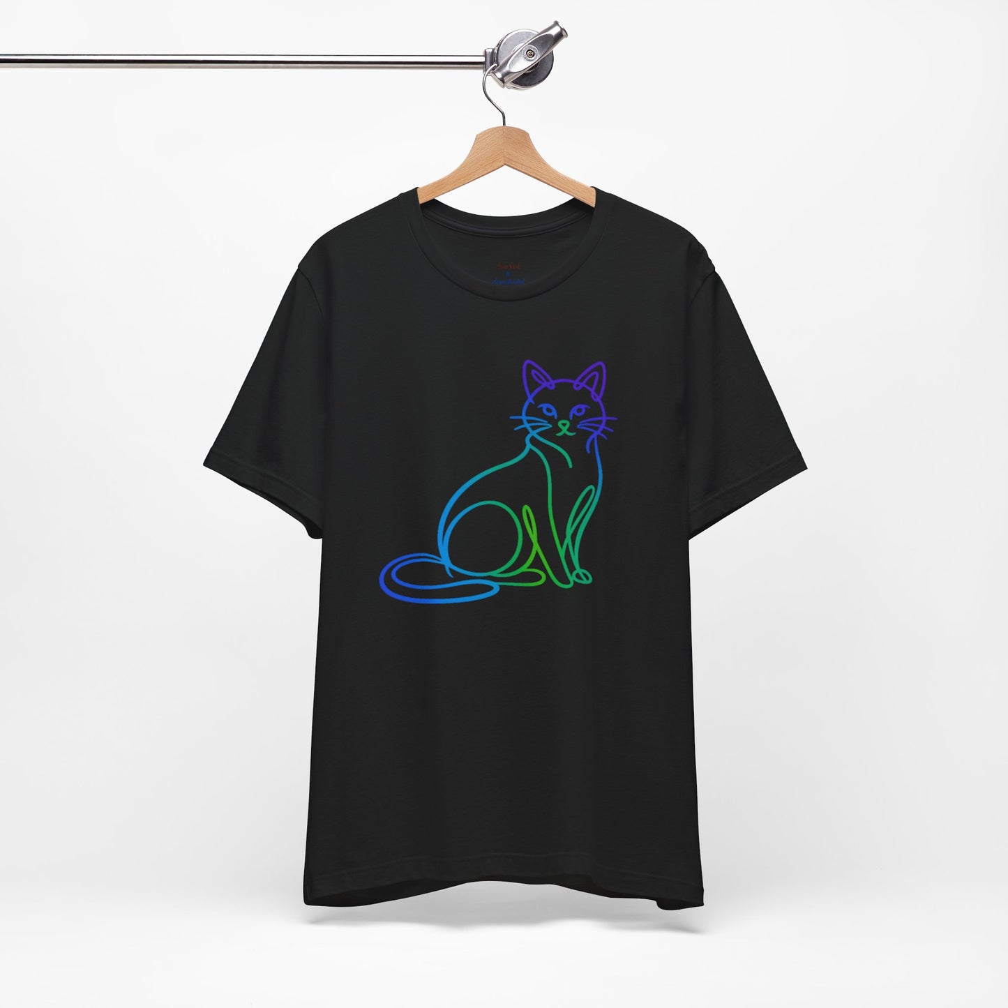 Colorful Line-Work Sitting Cat T-Shirt